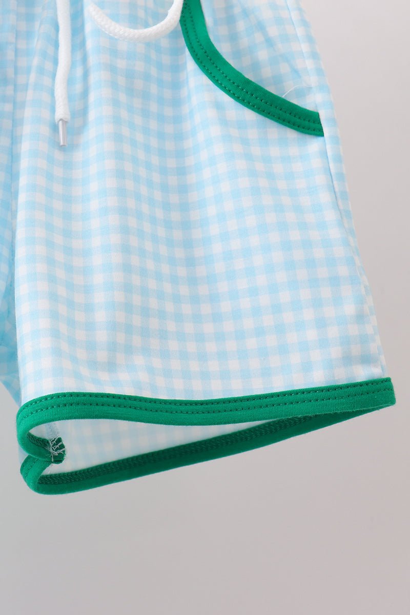 Green pocket grid shorts set - Abbies Place