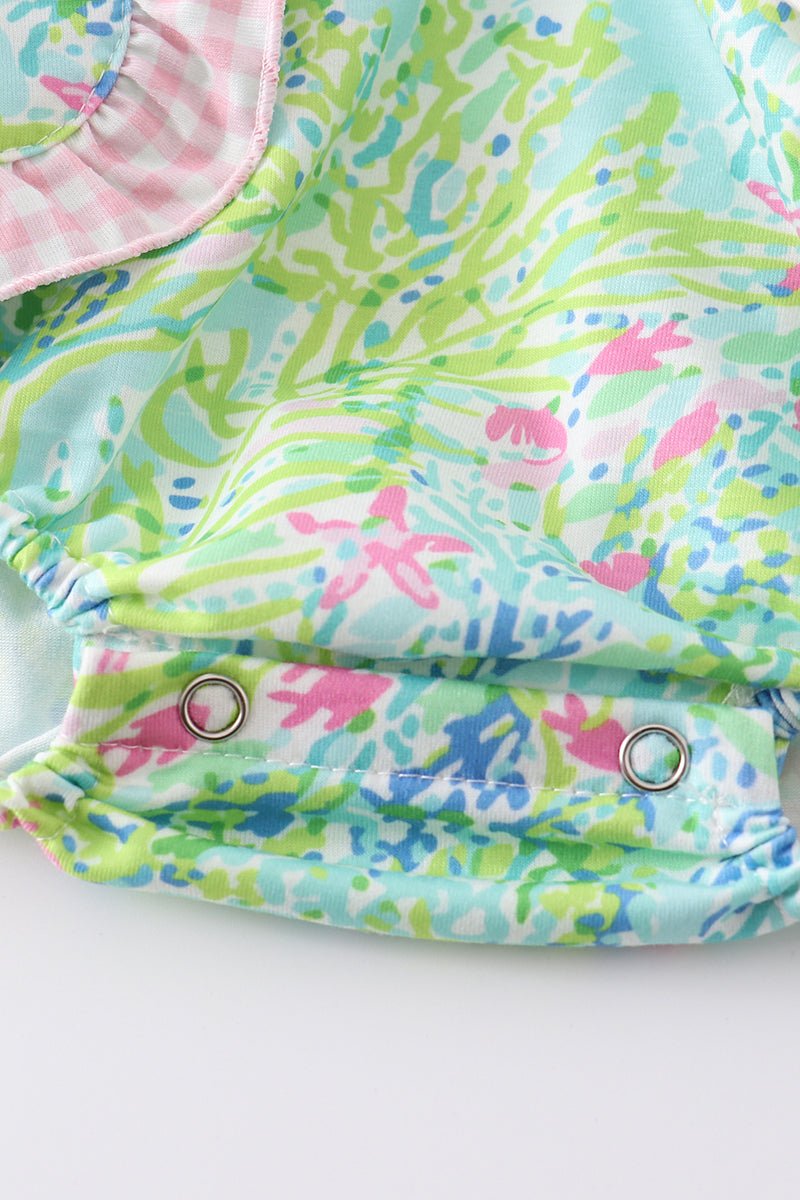 Green Turtle Embroidered Ruffle Bubble - Abbies Place