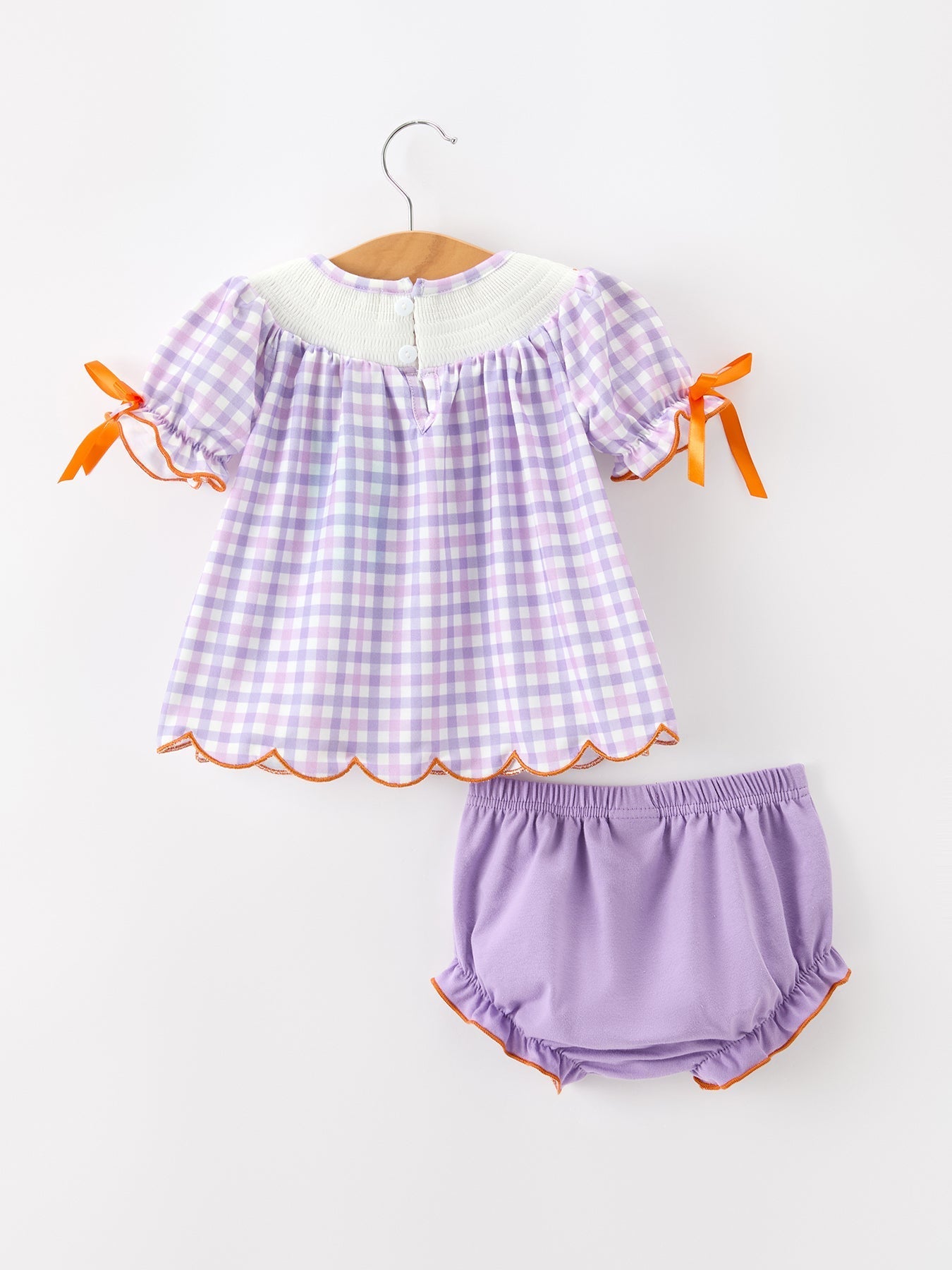 Halloween Ghost Plaid Bow Girls Bloomer Set - Abbies Place