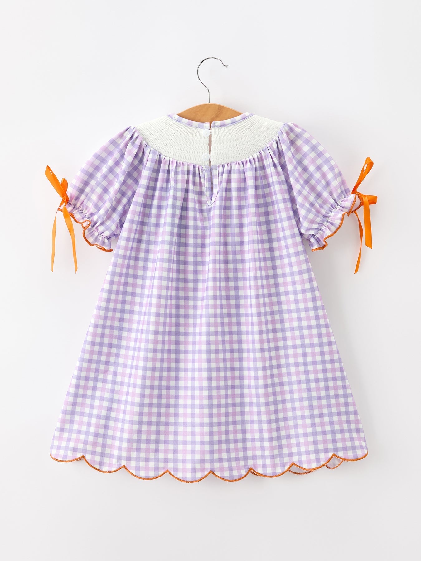 Halloween Ghost Plaid Bow Scallop Girls Dress - Abbies Place