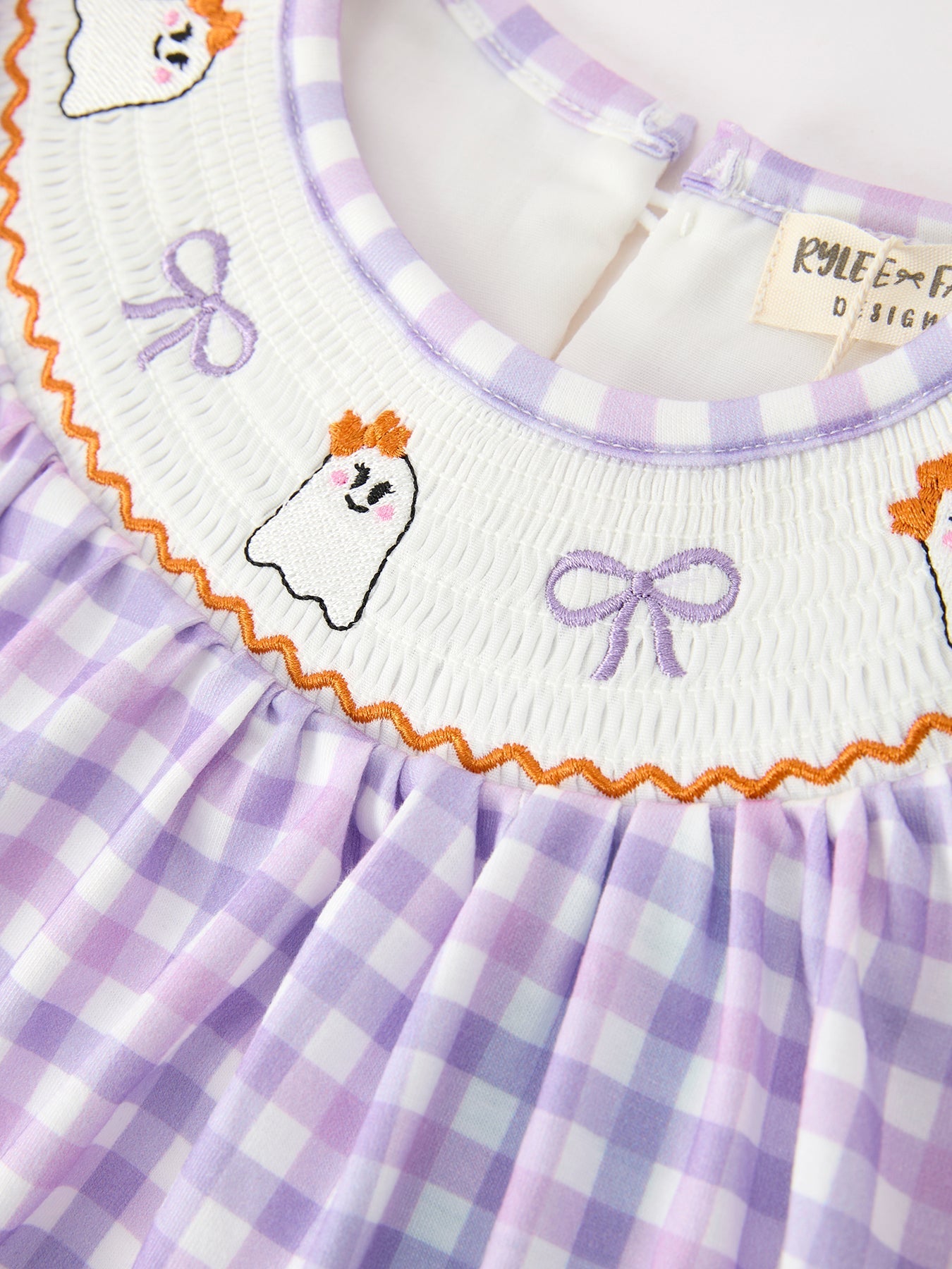 Halloween Ghost Plaid Bow Scallop Girls Dress - Abbies Place