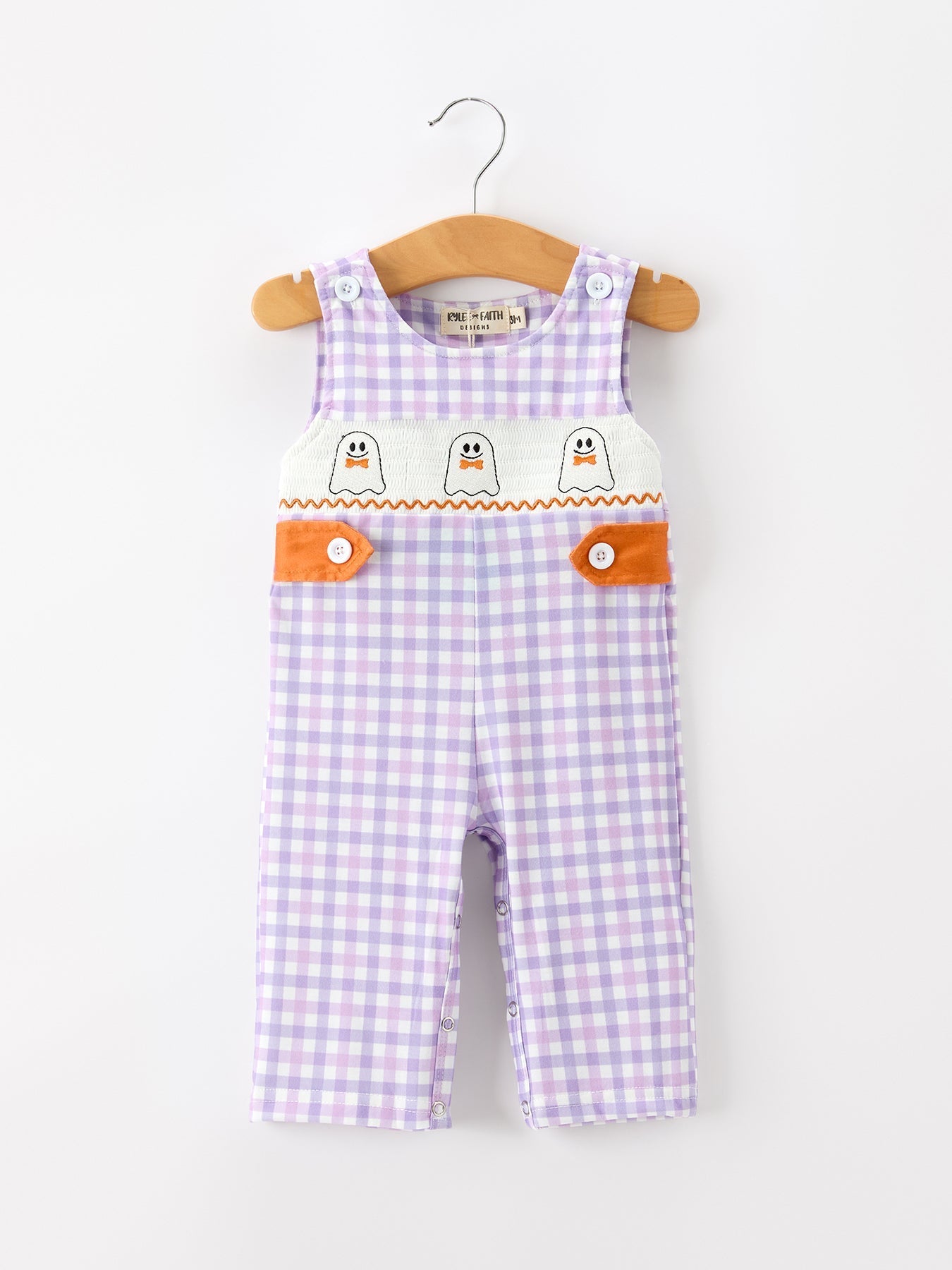 Halloween Ghost Plaid Smocked Baby Boy Romper - Abbies Place