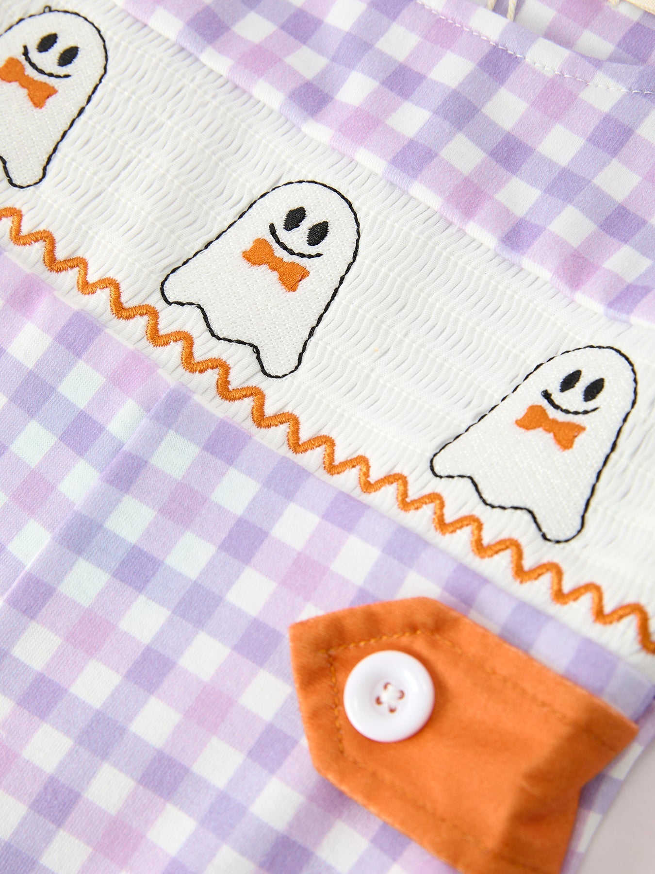 Halloween Ghost Plaid Smocked Baby Boy Romper - Abbies Place
