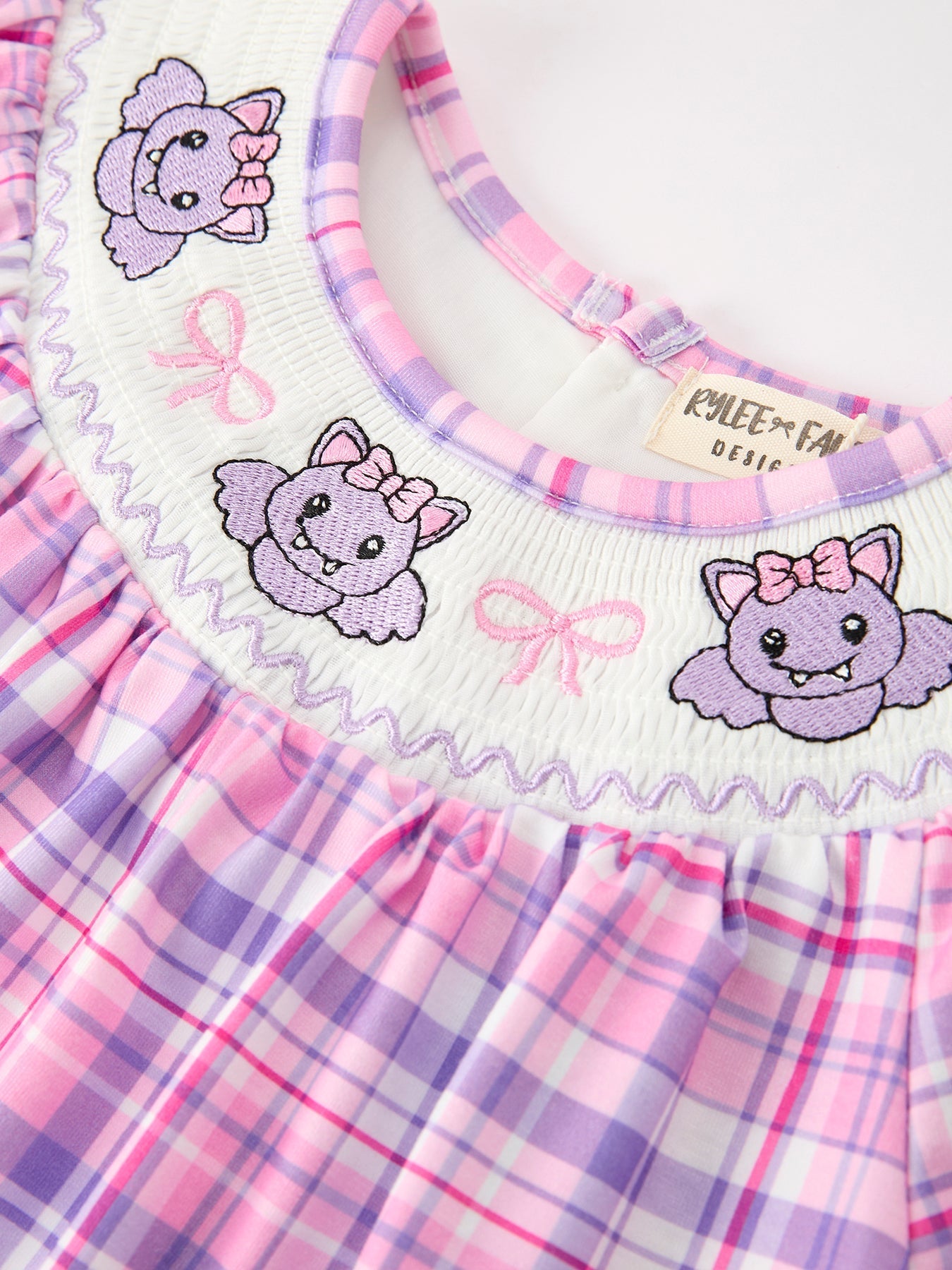 Halloween Plaid Bat Smocked Girls Dress - Abbies Place