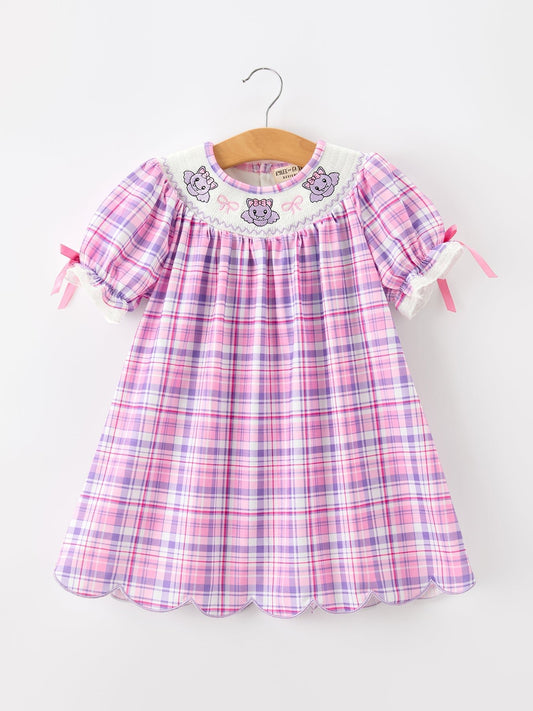 Halloween Plaid Bat Smocked Girls Dress - Abbies Place