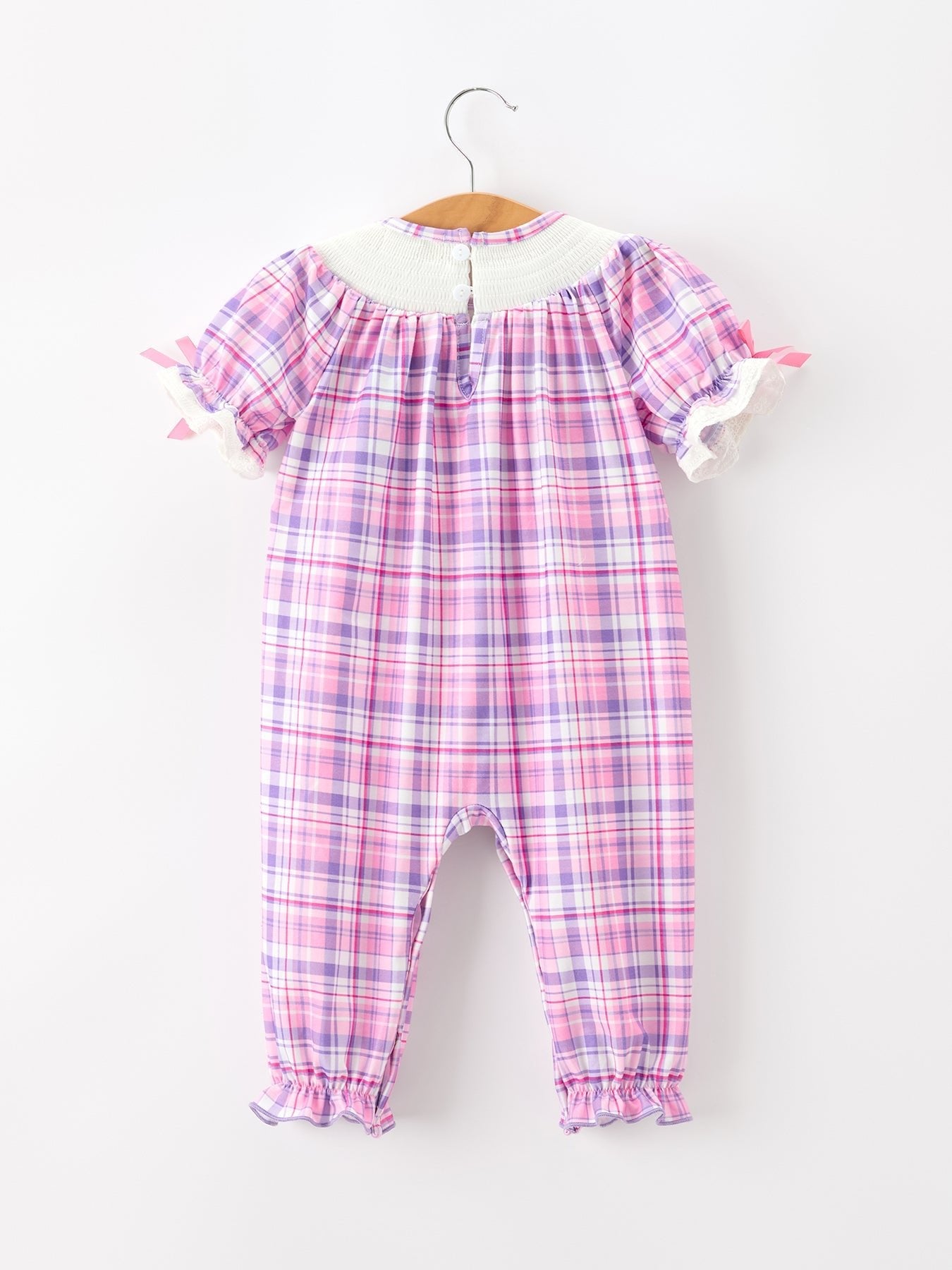 Halloween Plaid Bat Smocked Girls Romper - Abbies Place