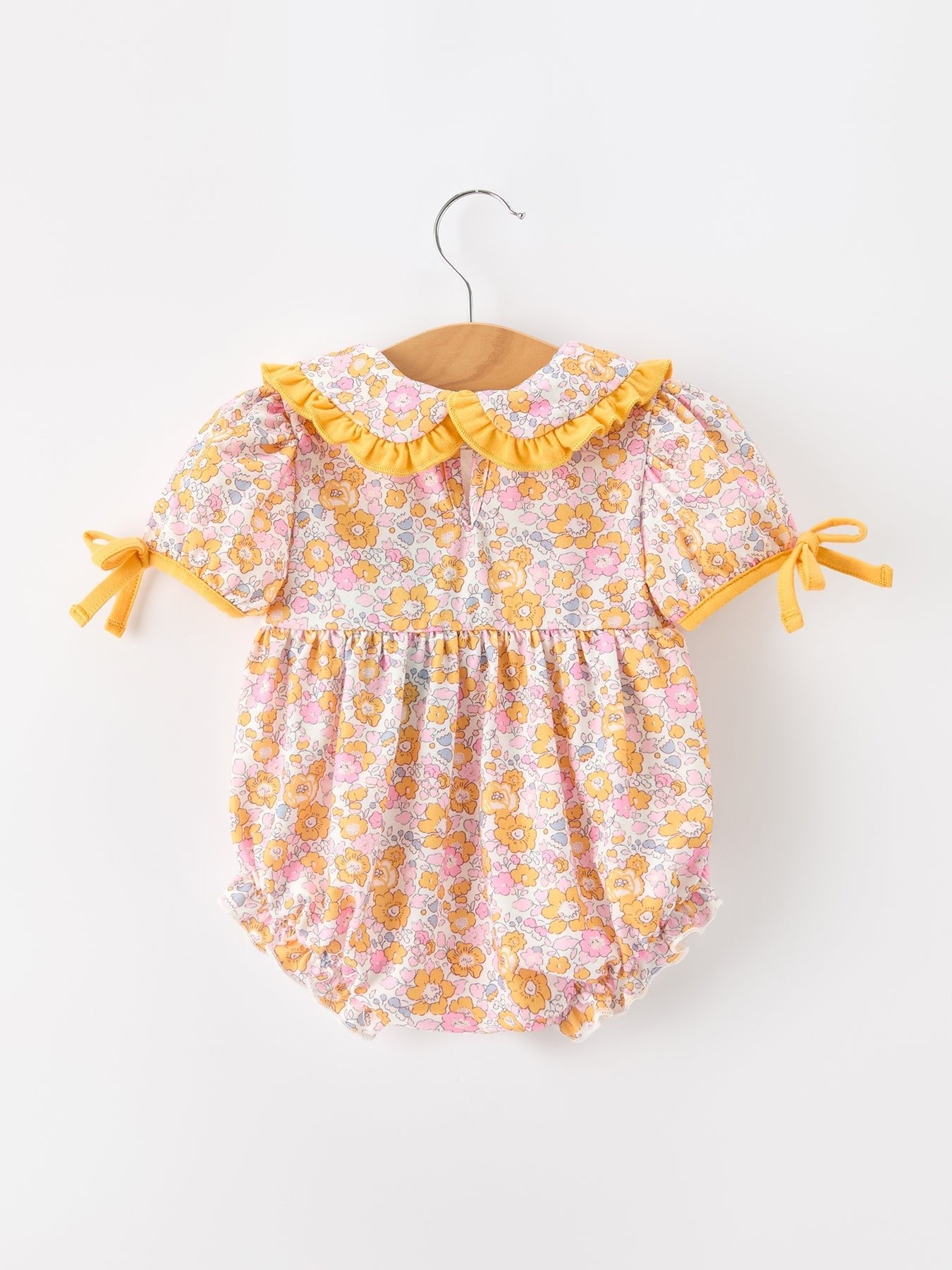 Halloween Pumpkin Floral Baby Bubble Romper - Abbies Place