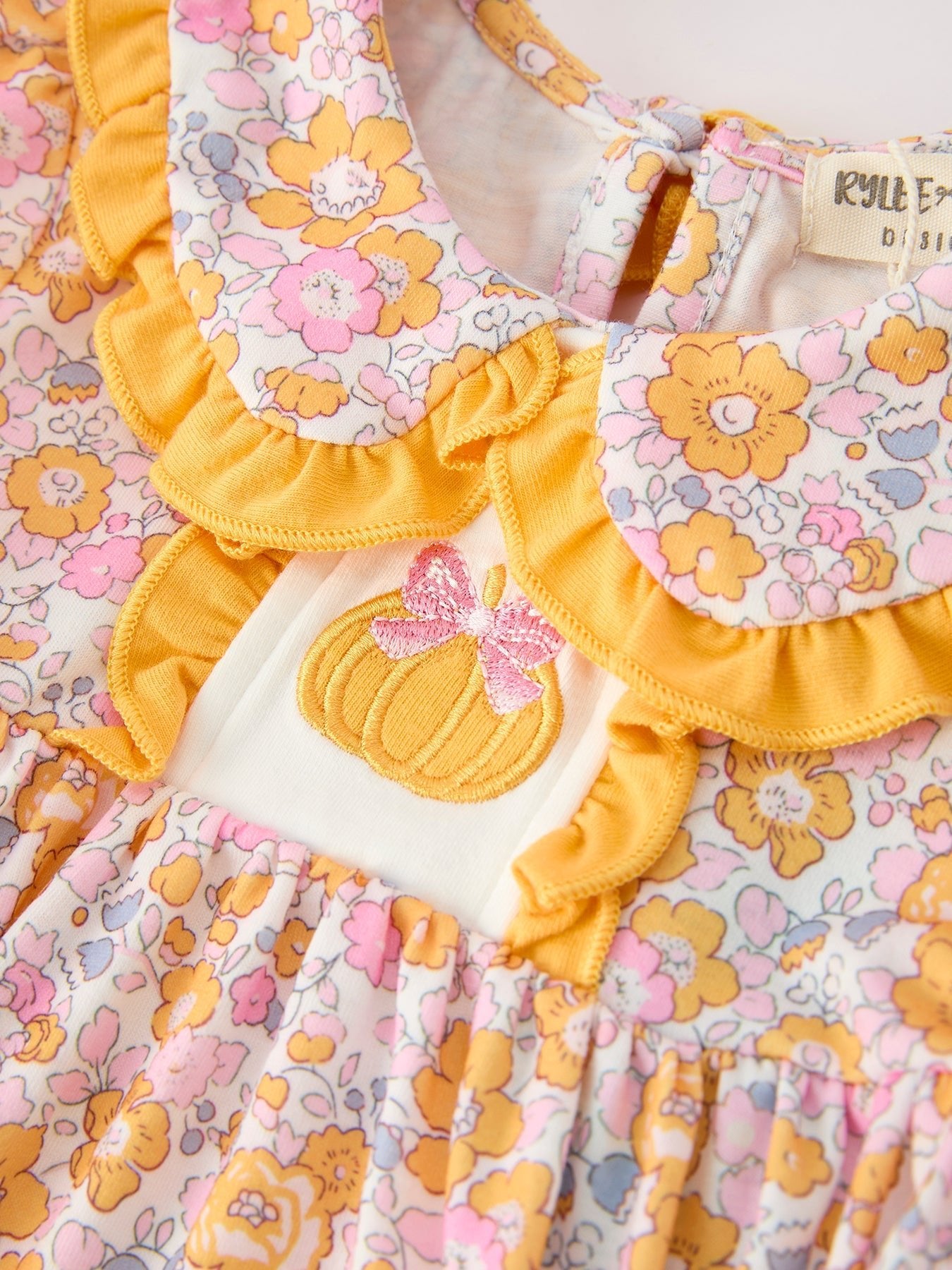 Halloween Pumpkin Floral Baby Bubble Romper - Abbies Place