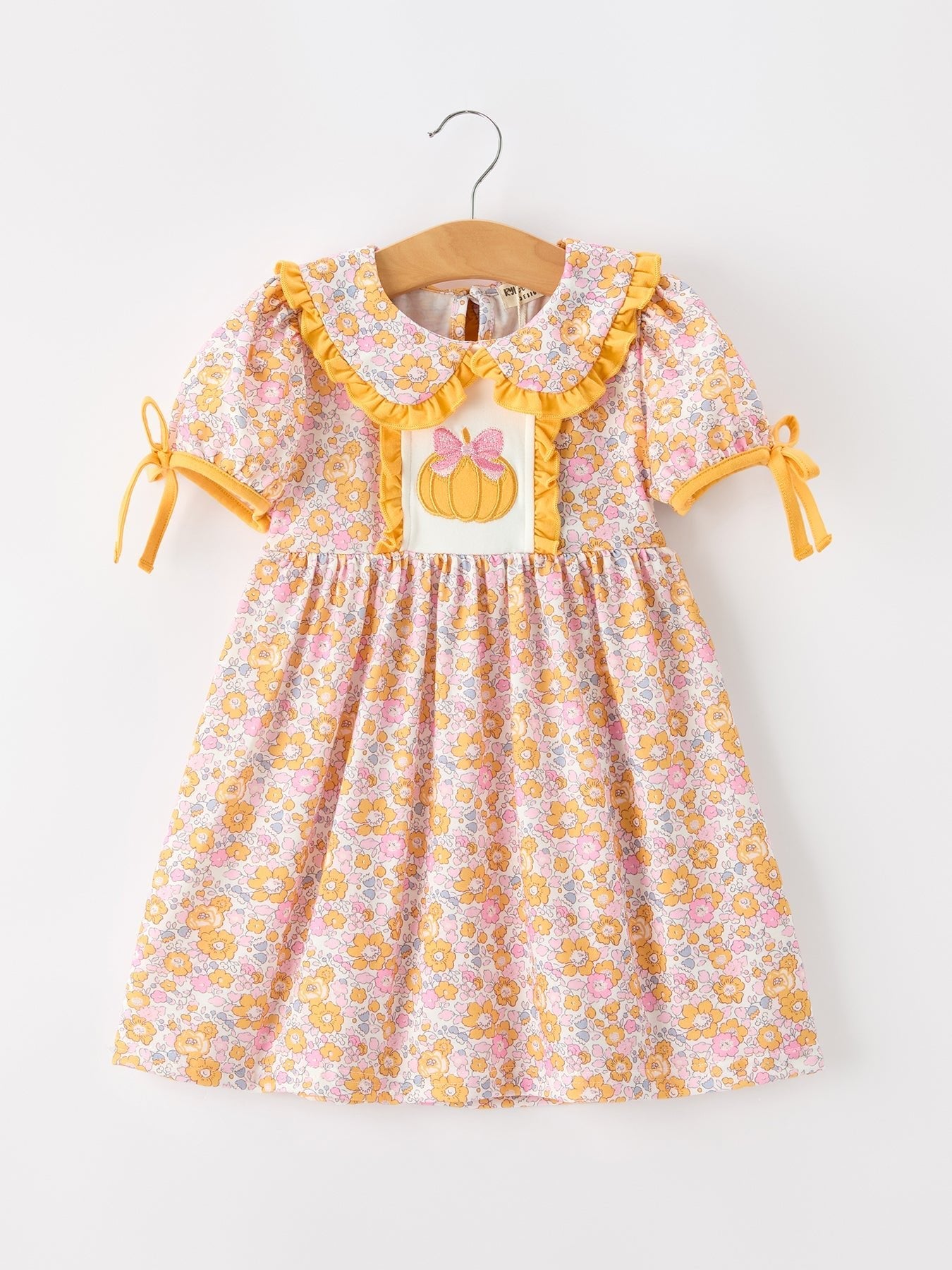 Halloween Pumpkin Floral Girls Dress - Abbies Place