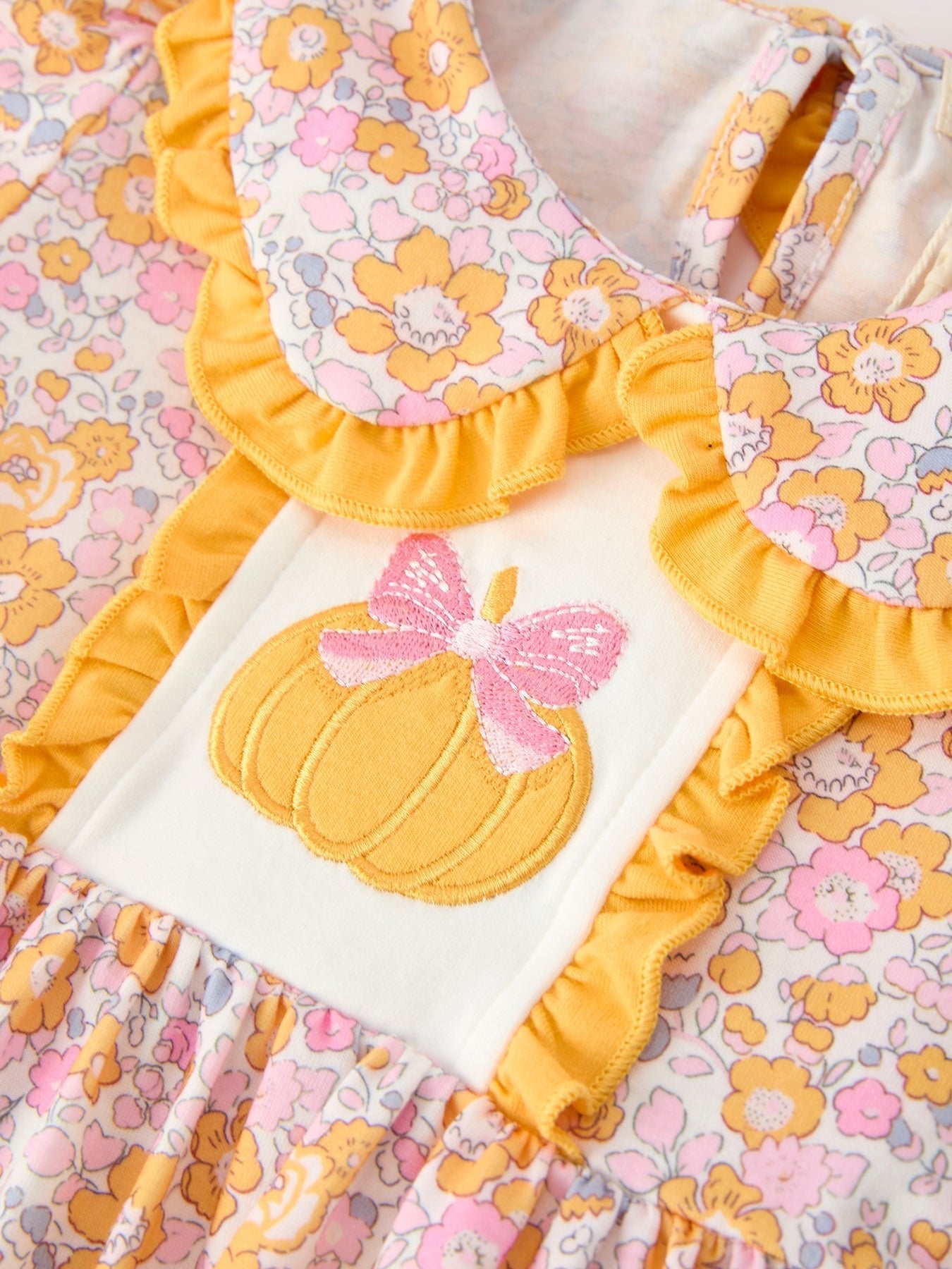 Halloween Pumpkin Floral Girls Dress - Abbies Place