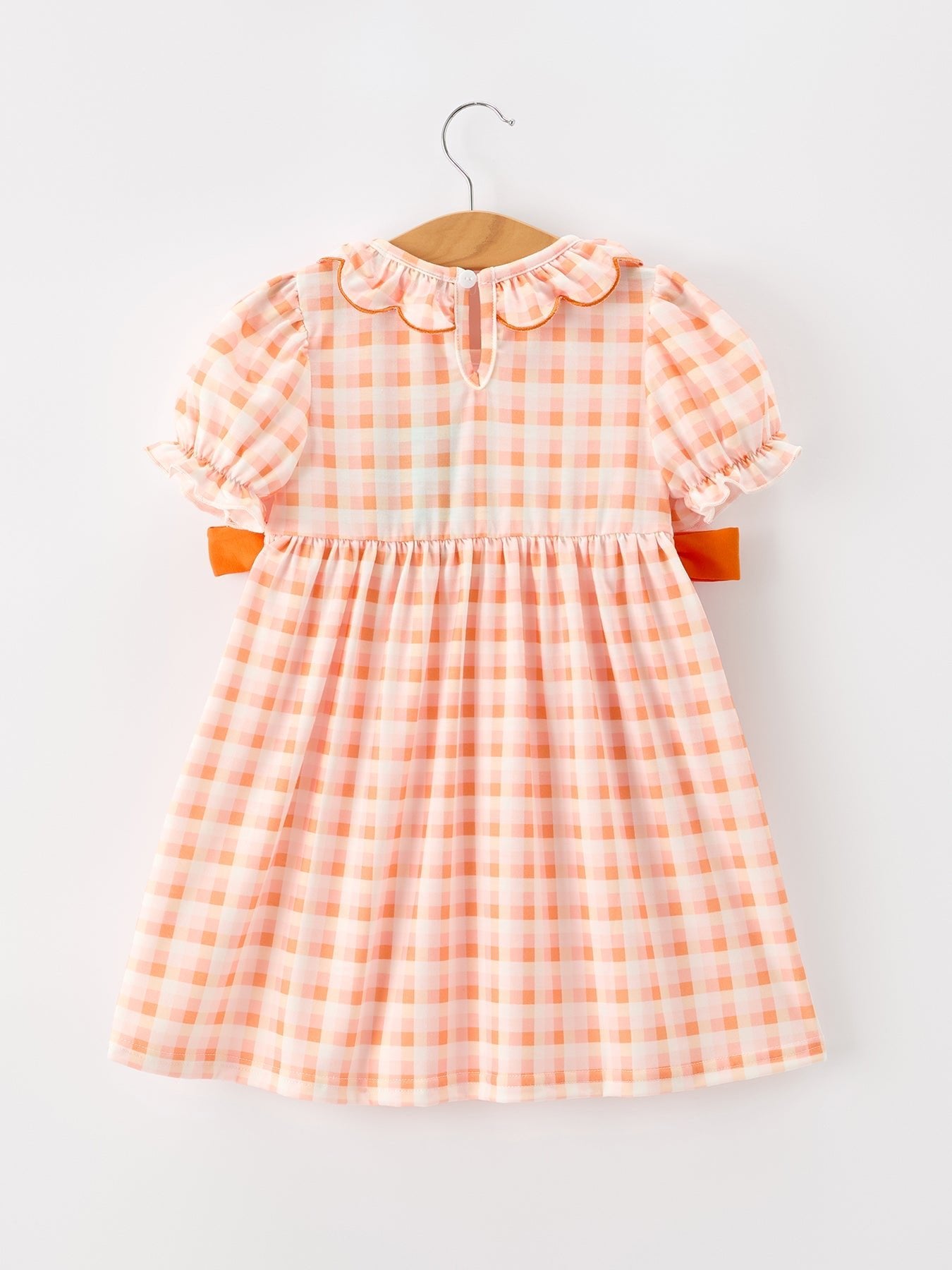 Halloween Pumpkin Plaid Bow Girls Dress - Abbies Place