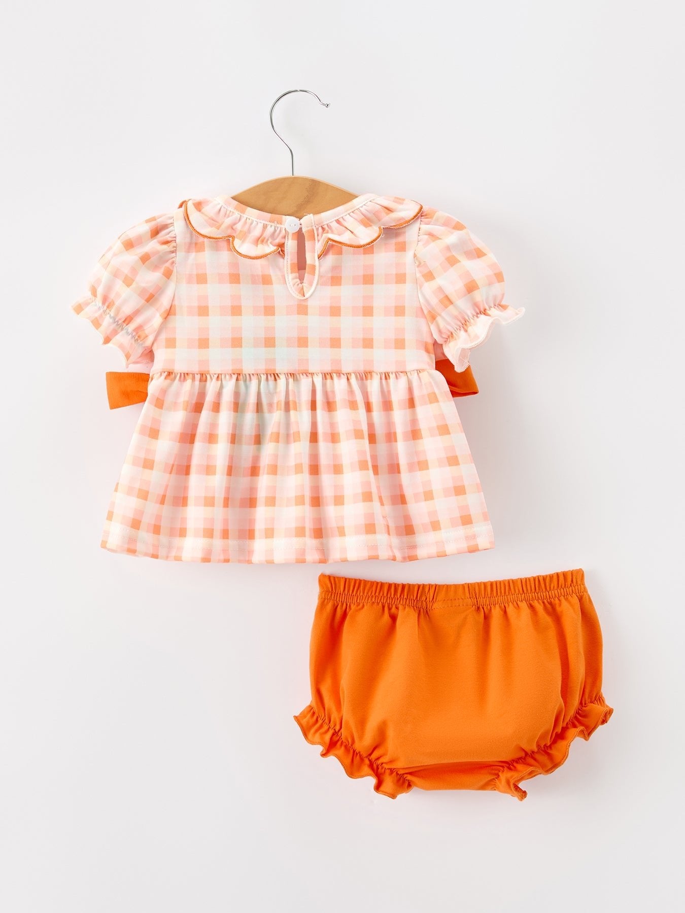Halloween Pumpkin Plaid Girls Bloomer Set - Abbies Place