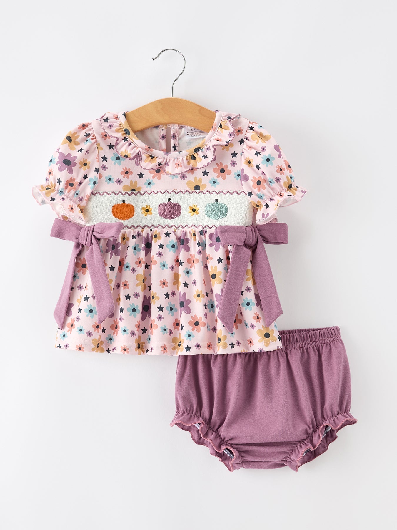 Halloween Thanksgiving Pumpkin Floral Bow Bloomer Set - Abbies Place