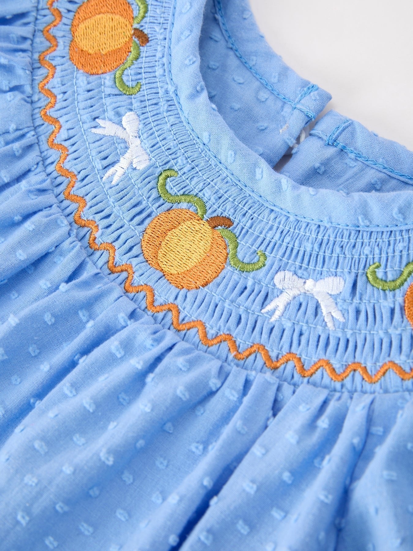 Halloween Thanksgiving Pumpkin Smocked Bubble Romper - Abbies Place