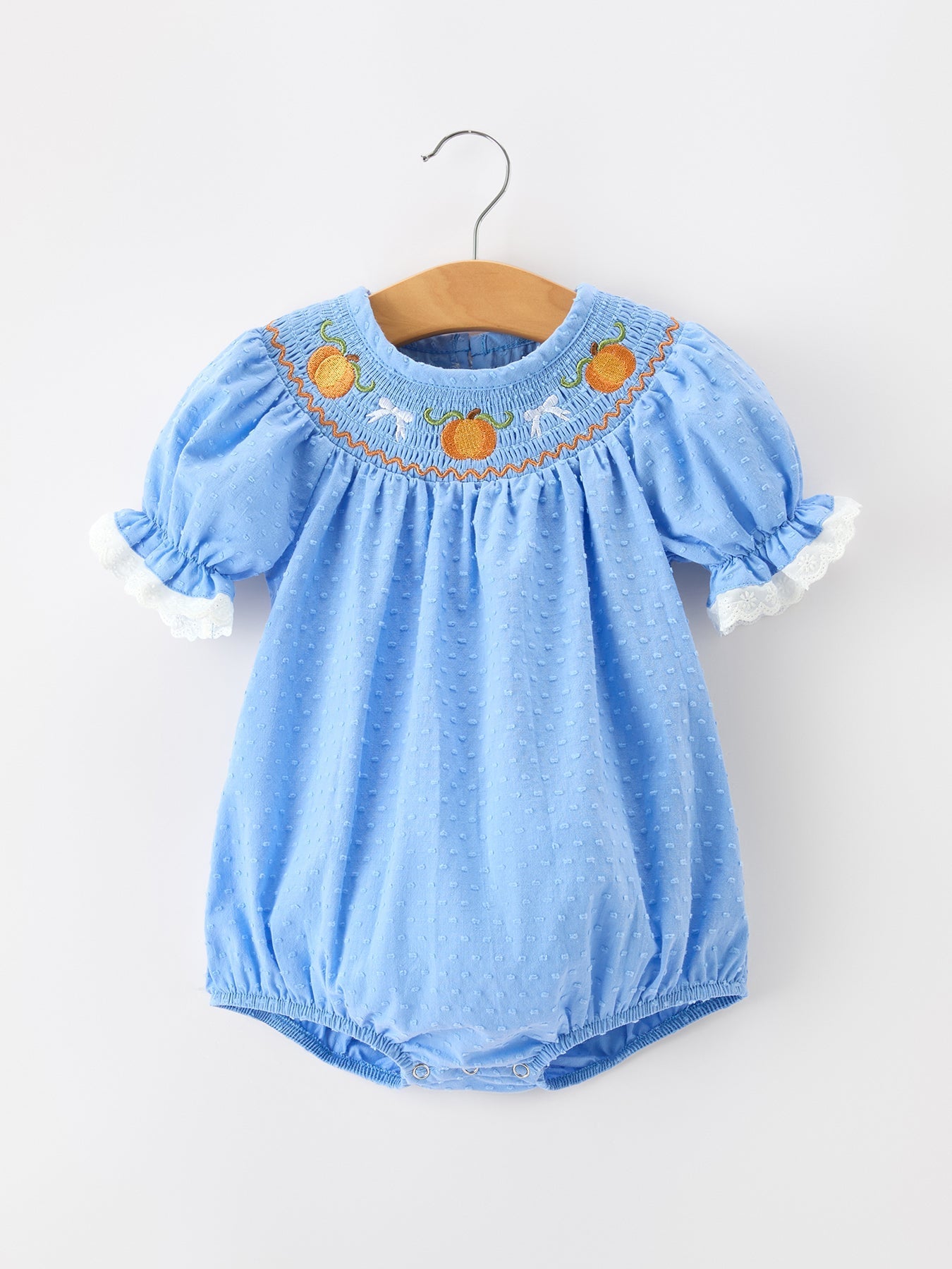 Halloween Thanksgiving Pumpkin Smocked Bubble Romper - Abbies Place