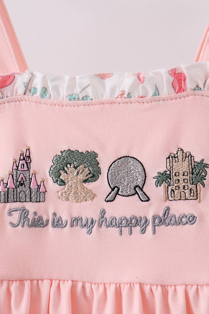 Happy Place Embroidered Dress - Abbies Place