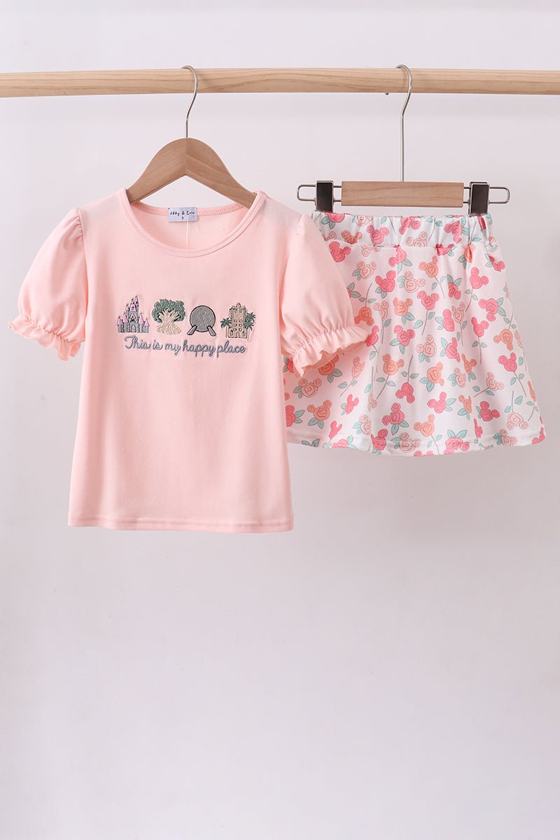 Happy Place Embroidered Skorts Set - Abbies Place