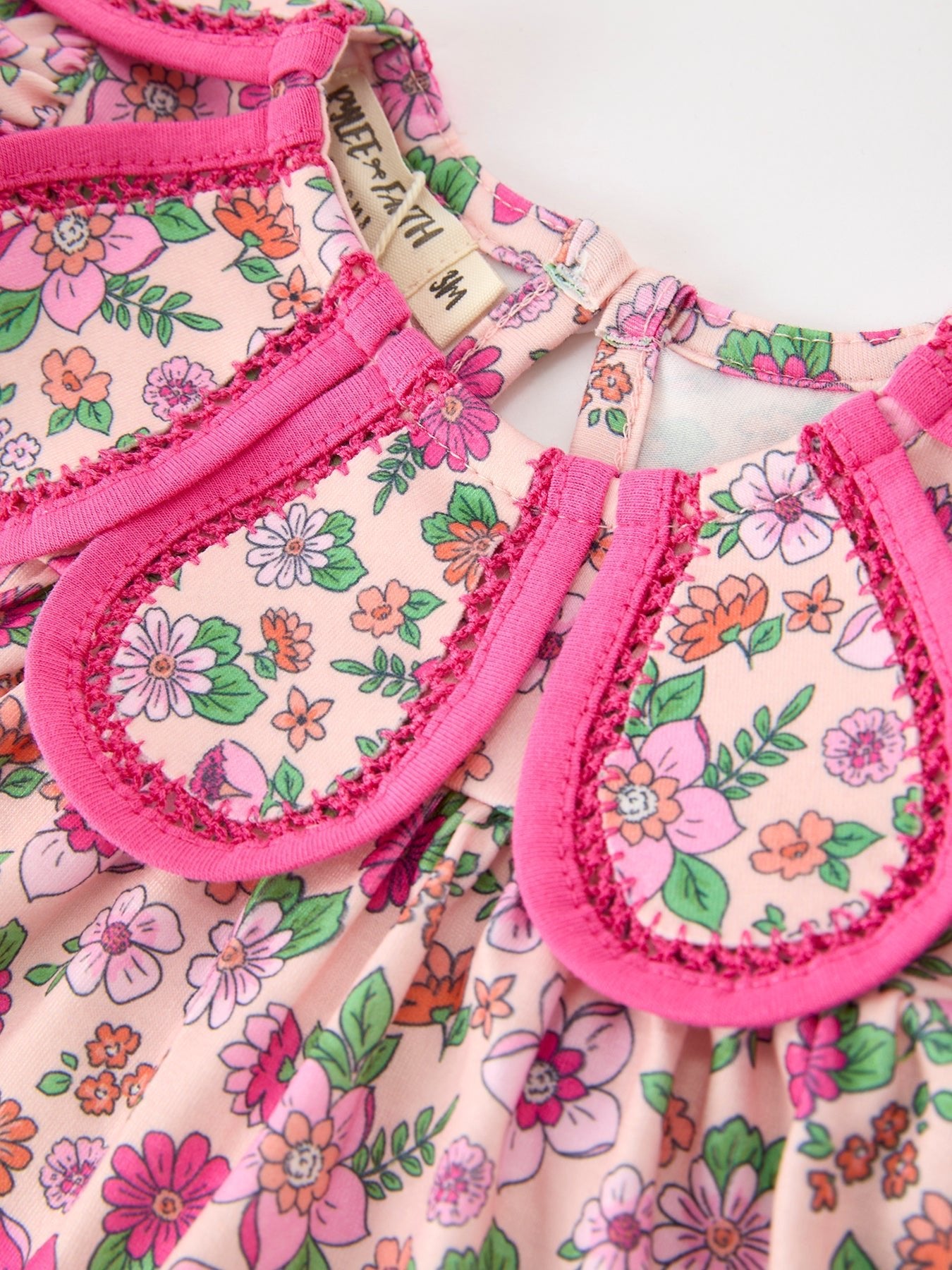 Hot Pink Floral Petals Collar Girl Bloomer Set - Abbies Place