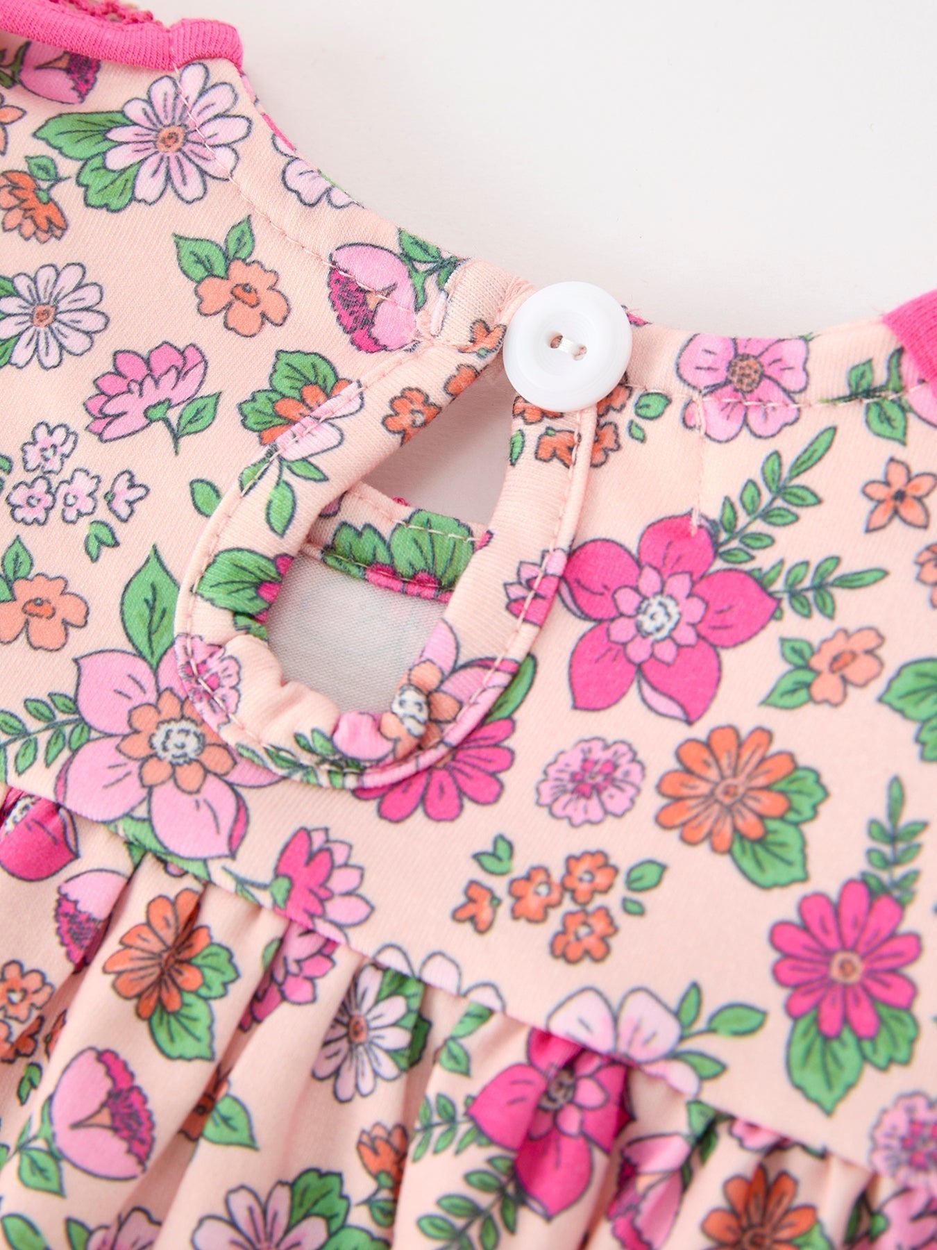 Hot Pink Floral Petals Collar Girl Bloomer Set - Abbies Place