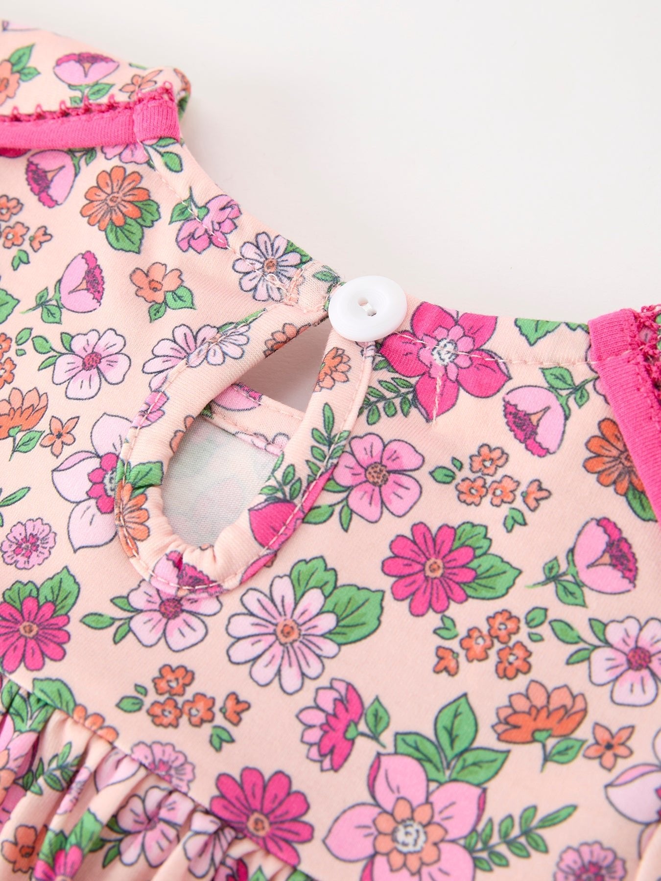 Hot Pink Floral Petals Collar Girl Dress - Abbies Place