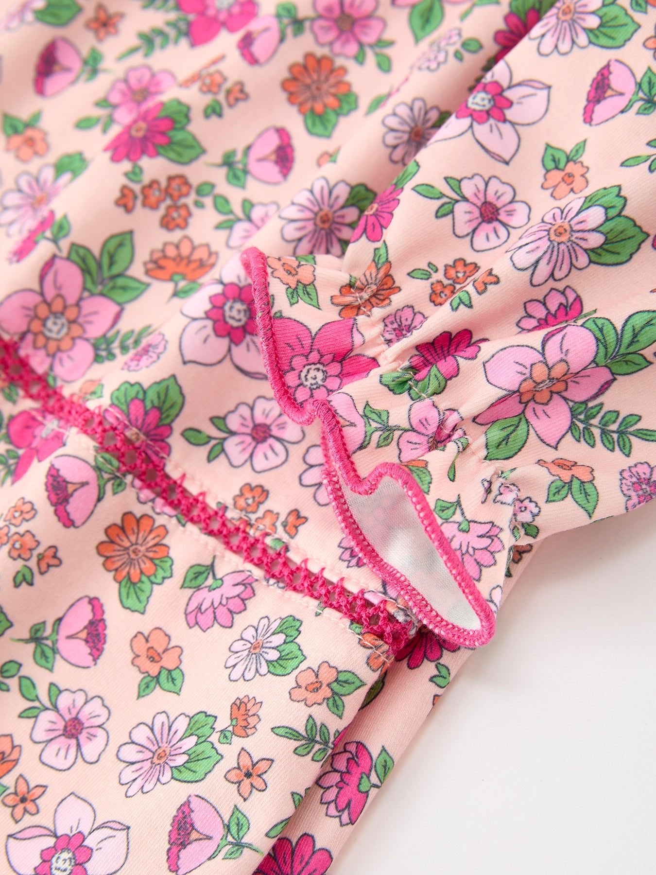 Hot Pink Floral Petals Collar Girl Dress - Abbies Place