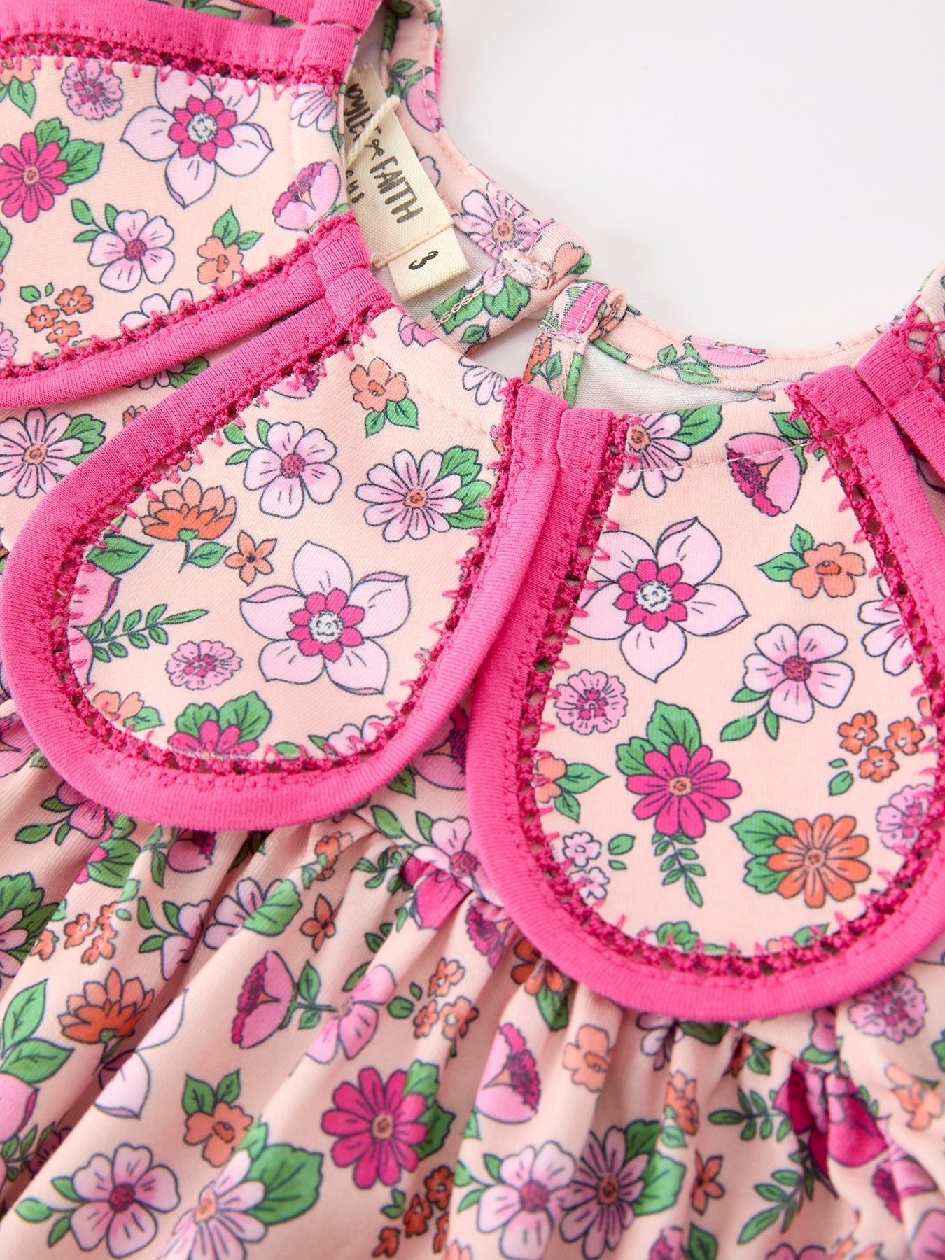 Hot Pink Floral Petals Collar Girl Dress - Abbies Place