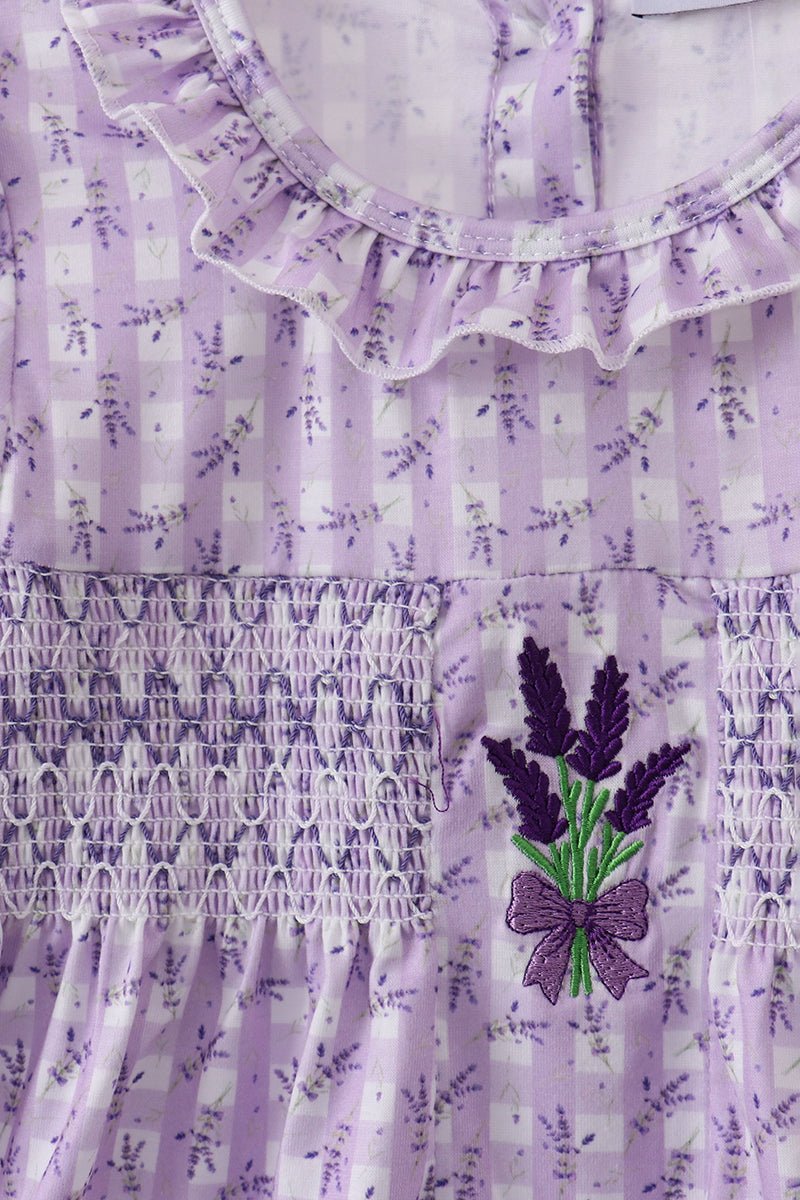 Lavender floral smocked ruffle dress - Abbies Place