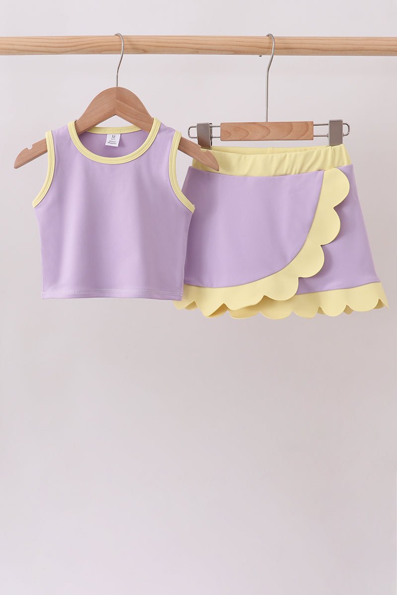 Lavender Performance Scalloped Skorts Set - Abbies Place