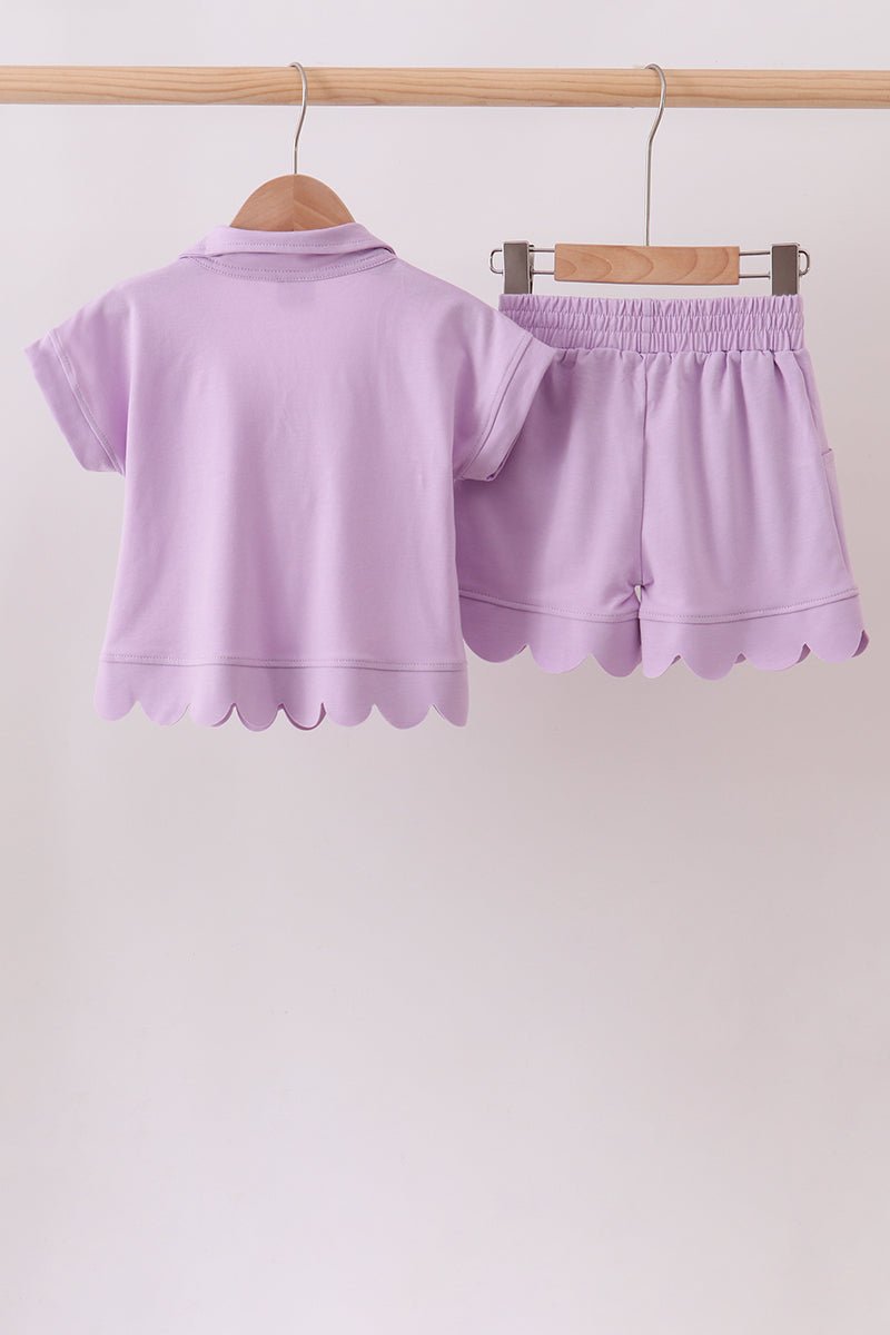 Lavender Scalloped Polo Set - Abbies Place