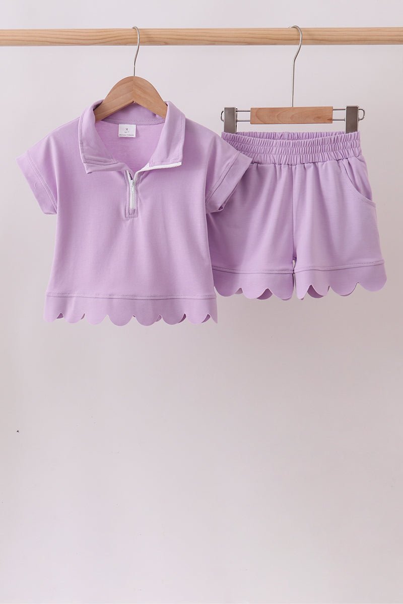 Lavender Scalloped Polo Set - Abbies Place