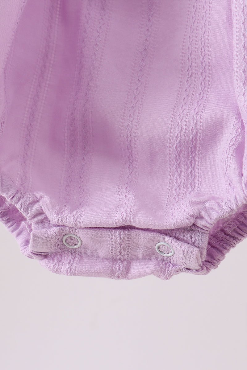 Lavender Smocked Embroidered Bow Jacquard Bubble - Abbies Place