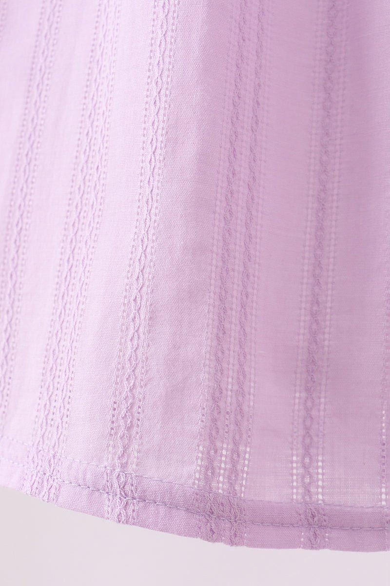 Lavender Smocked Embroidered Bow Jacquard Dress - Abbies Place