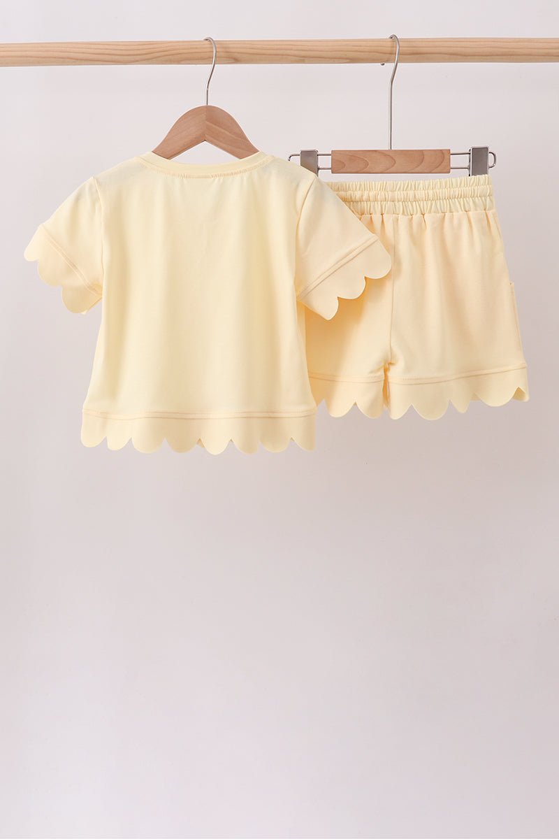 Lemon Scalloped Short Set - Abbies Place