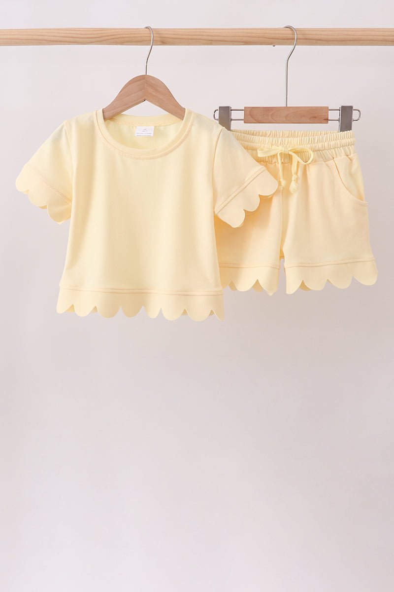 Lemon Scalloped Short Set - Abbies Place