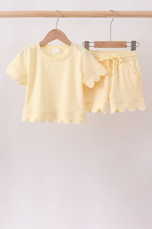 Lemon Scalloped Short Set - Abbies Place