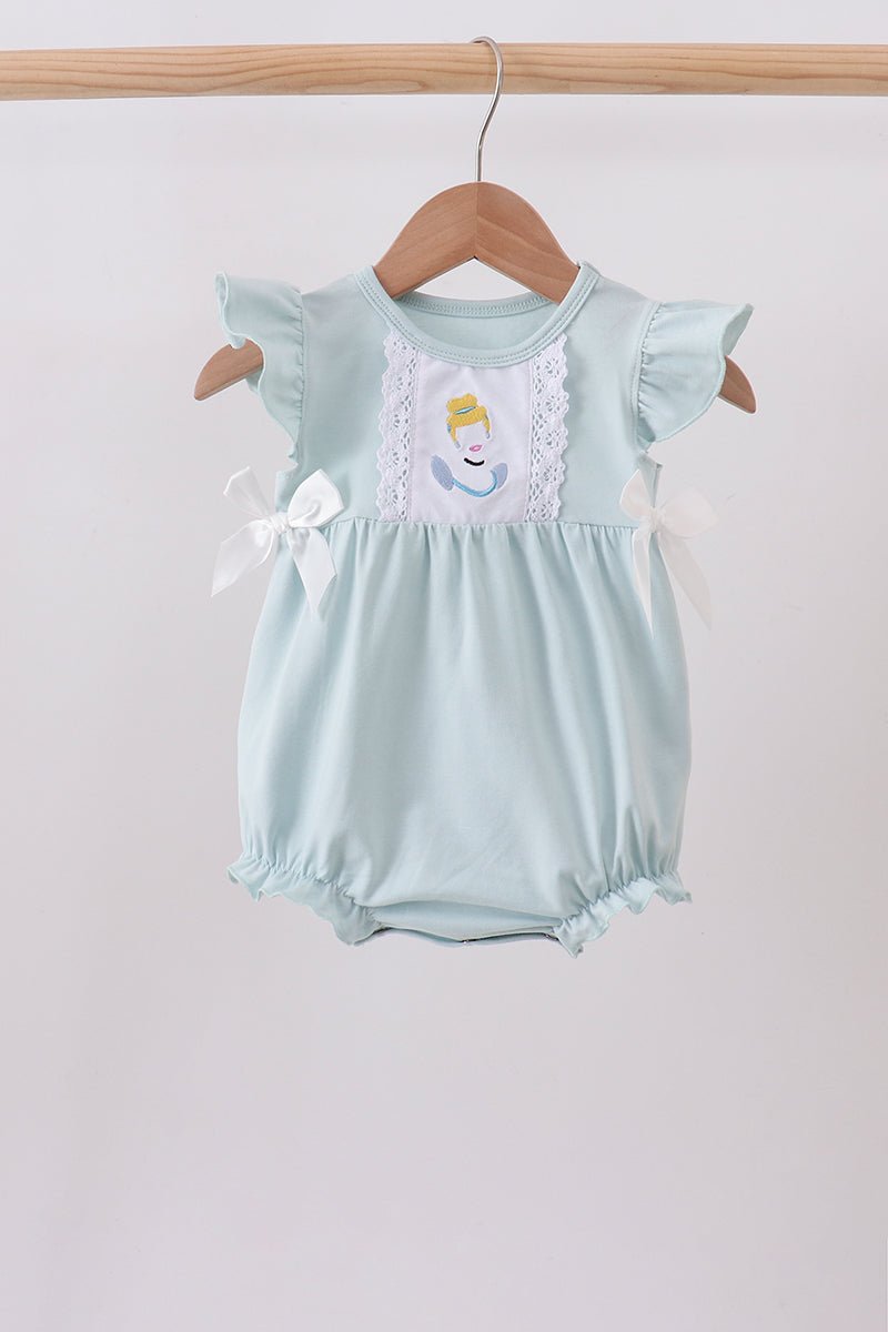 Light blue character embroidery ruffle bubble - Abbies Place