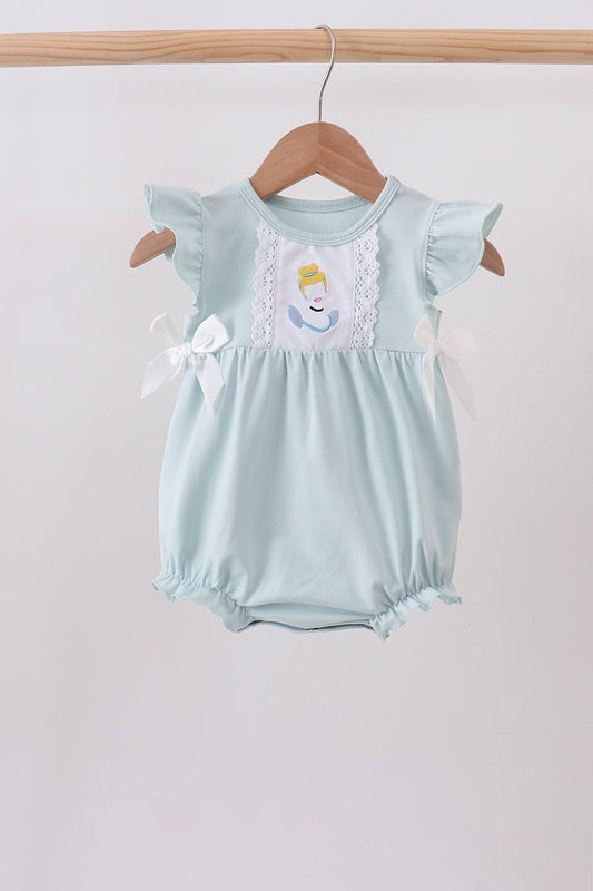 Light blue character embroidery ruffle bubble - Abbies Place