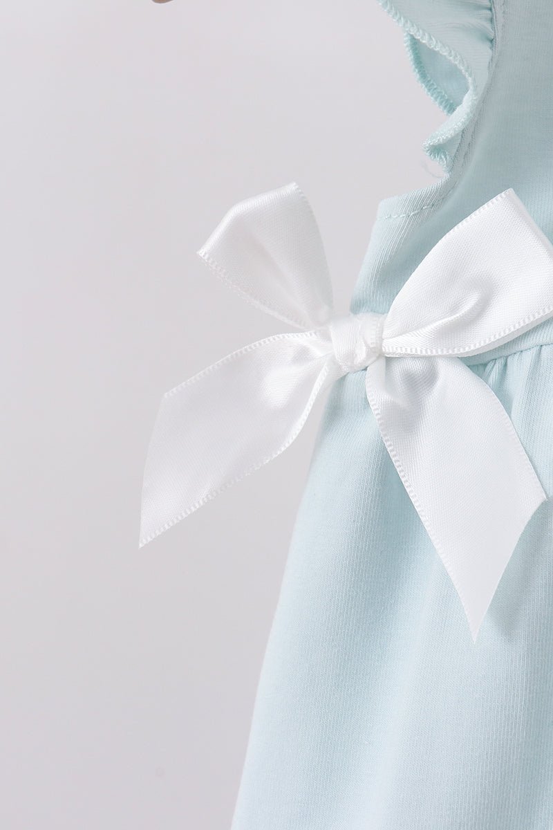 Light blue character embroidery ruffle bubble - Abbies Place