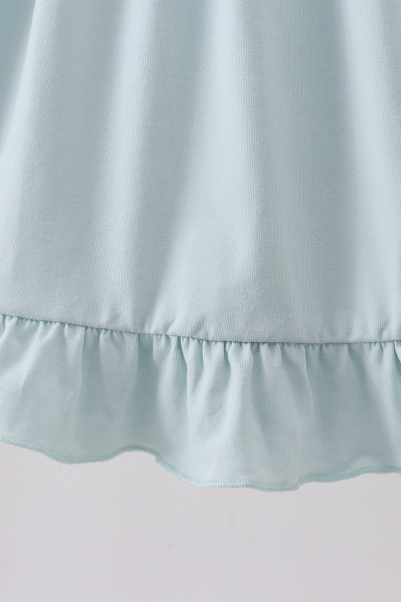 Light blue character embroidery ruffle dress - Abbies Place