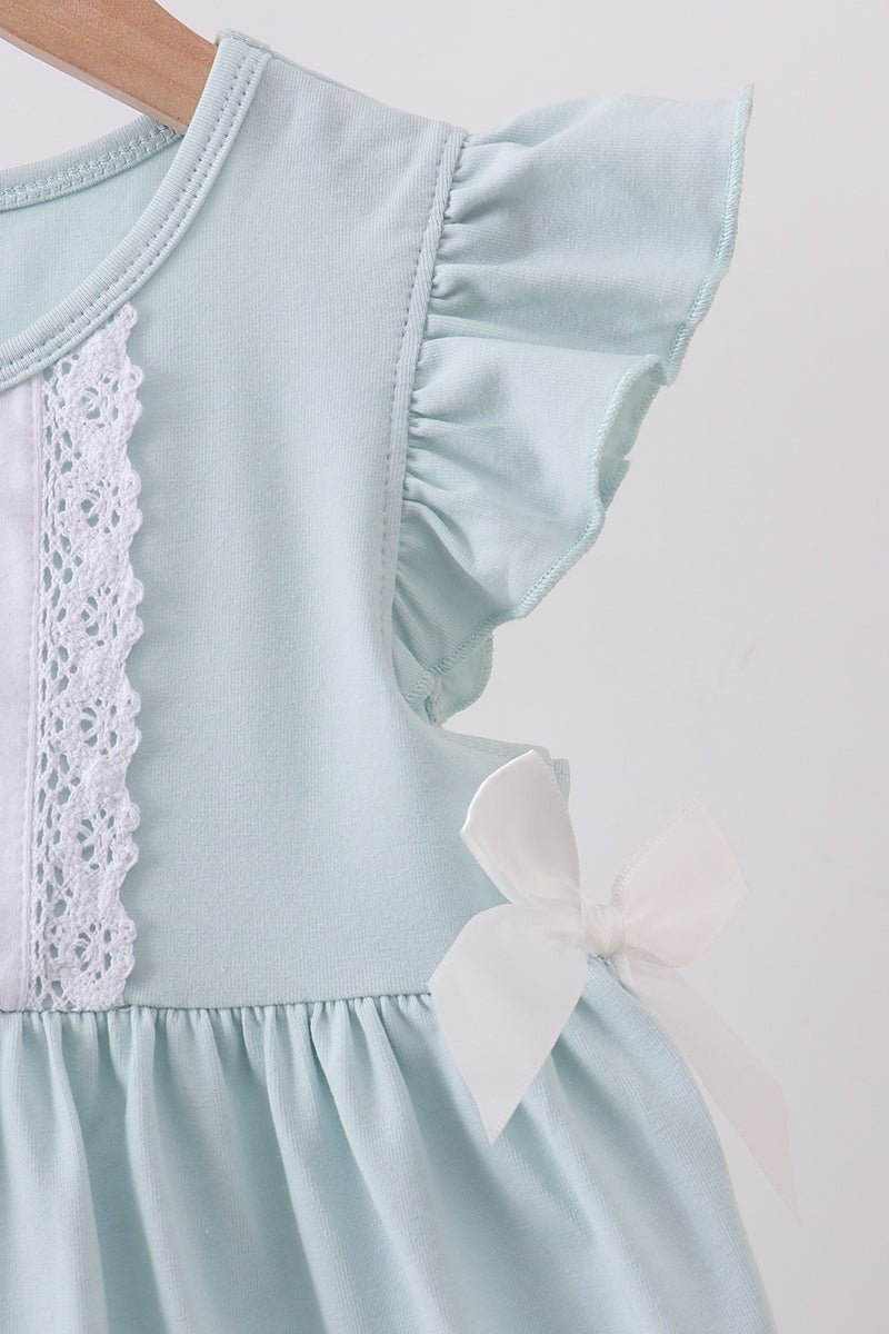 Light blue character embroidery ruffle dress - Abbies Place