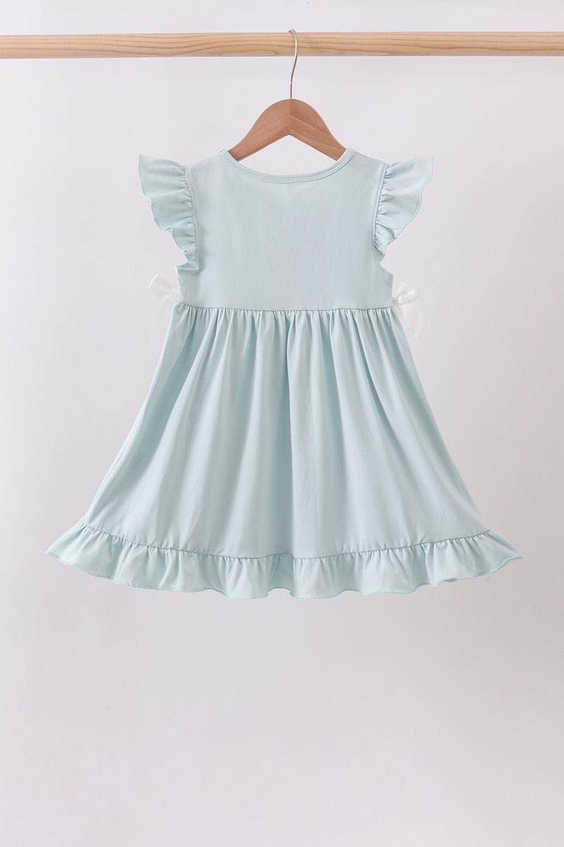 Light blue character embroidery ruffle dress - Abbies Place