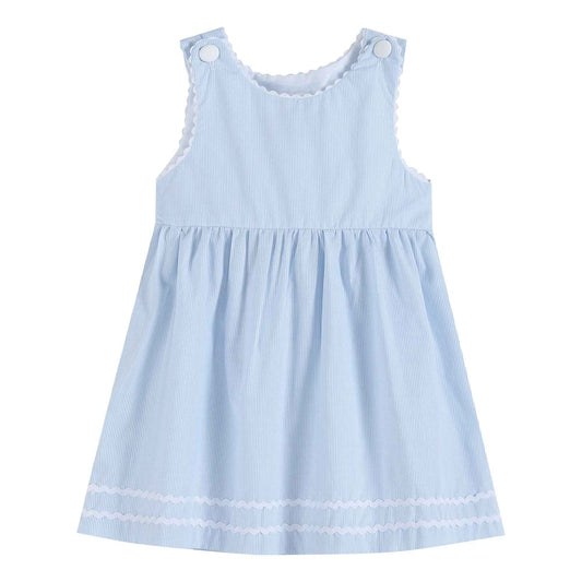 Light Blue Seersucker A-Line Dress - Abbies Place
