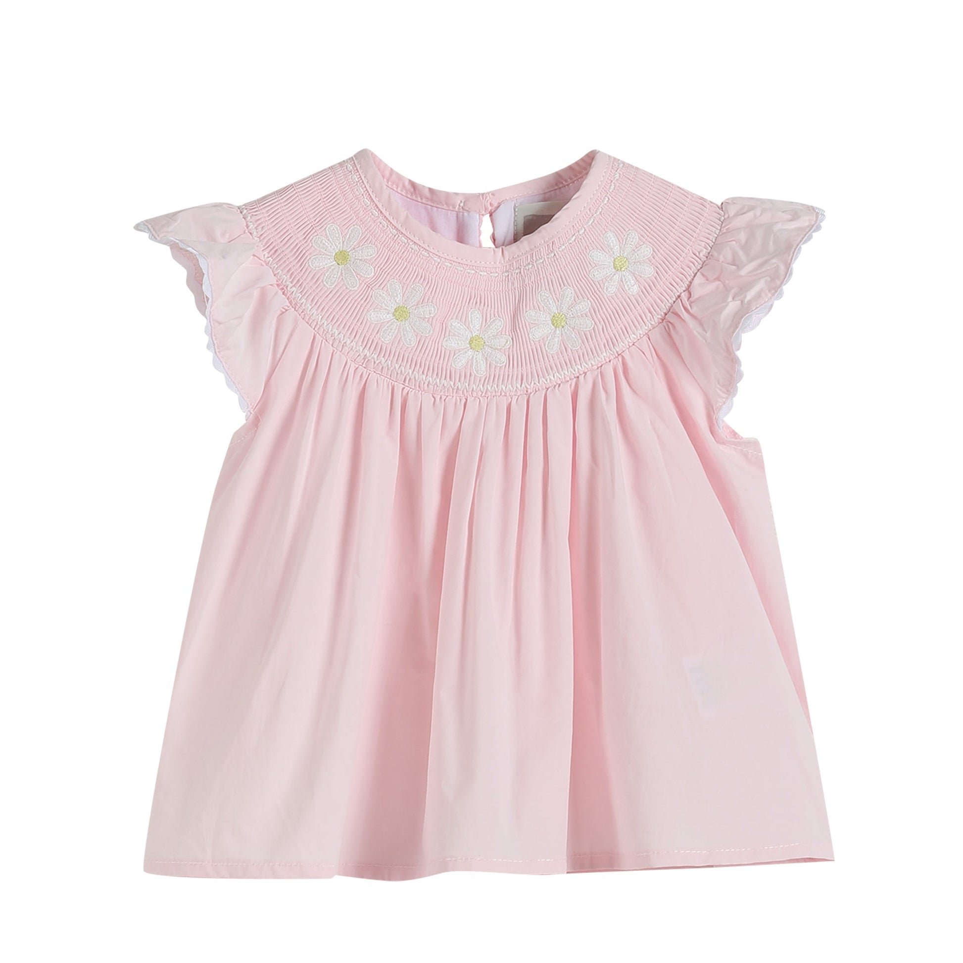 Light Pink Daisy Smocked Top and Bloomer 2 pc set - Abbies Place