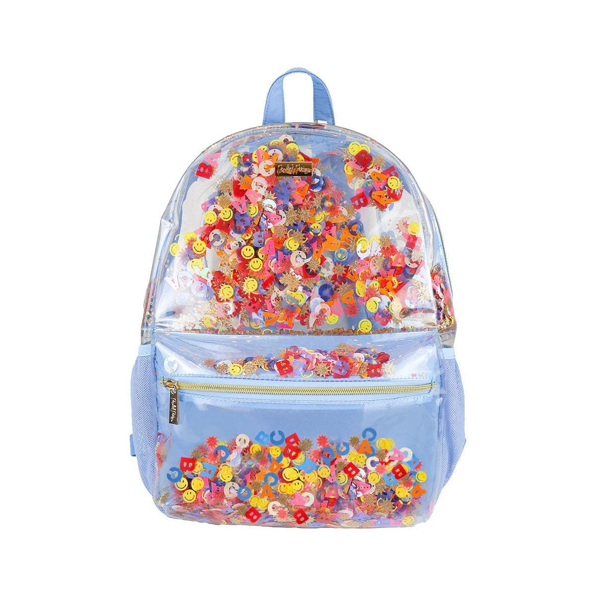 Little Letters Blue Confetti Clear Backpack - Abbies Place