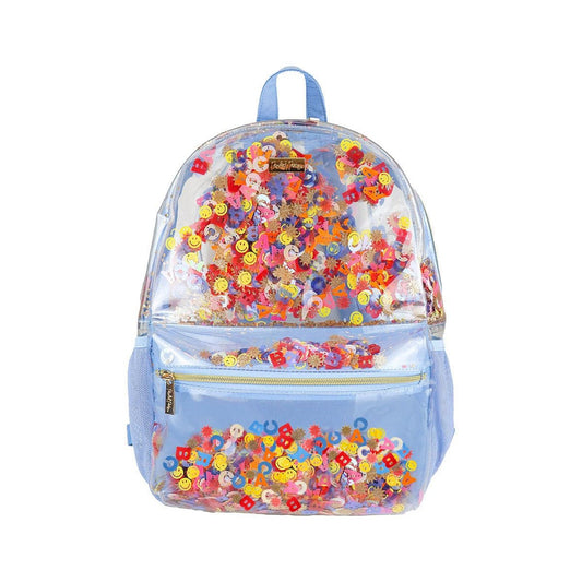 Little Letters Blue Confetti Clear Backpack - Abbies Place