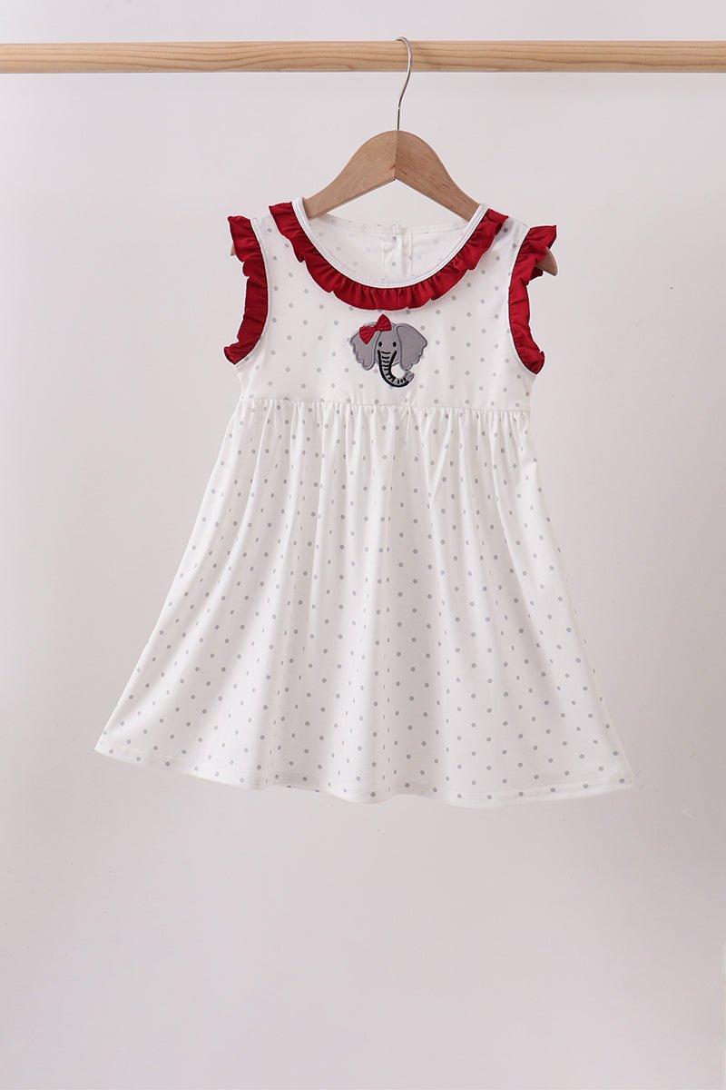 Maroon Alabama Elephant Applique Dress - Abbies Place