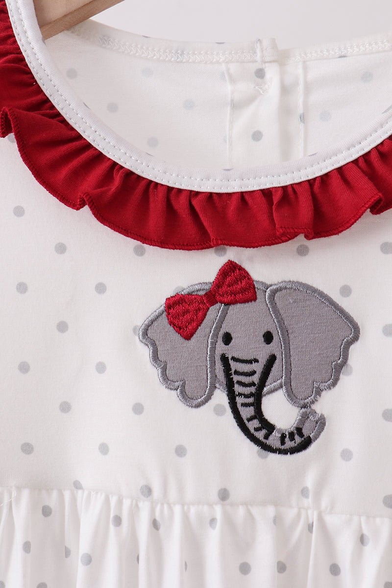 Maroon Alabama Elephant Applique Dress - Abbies Place