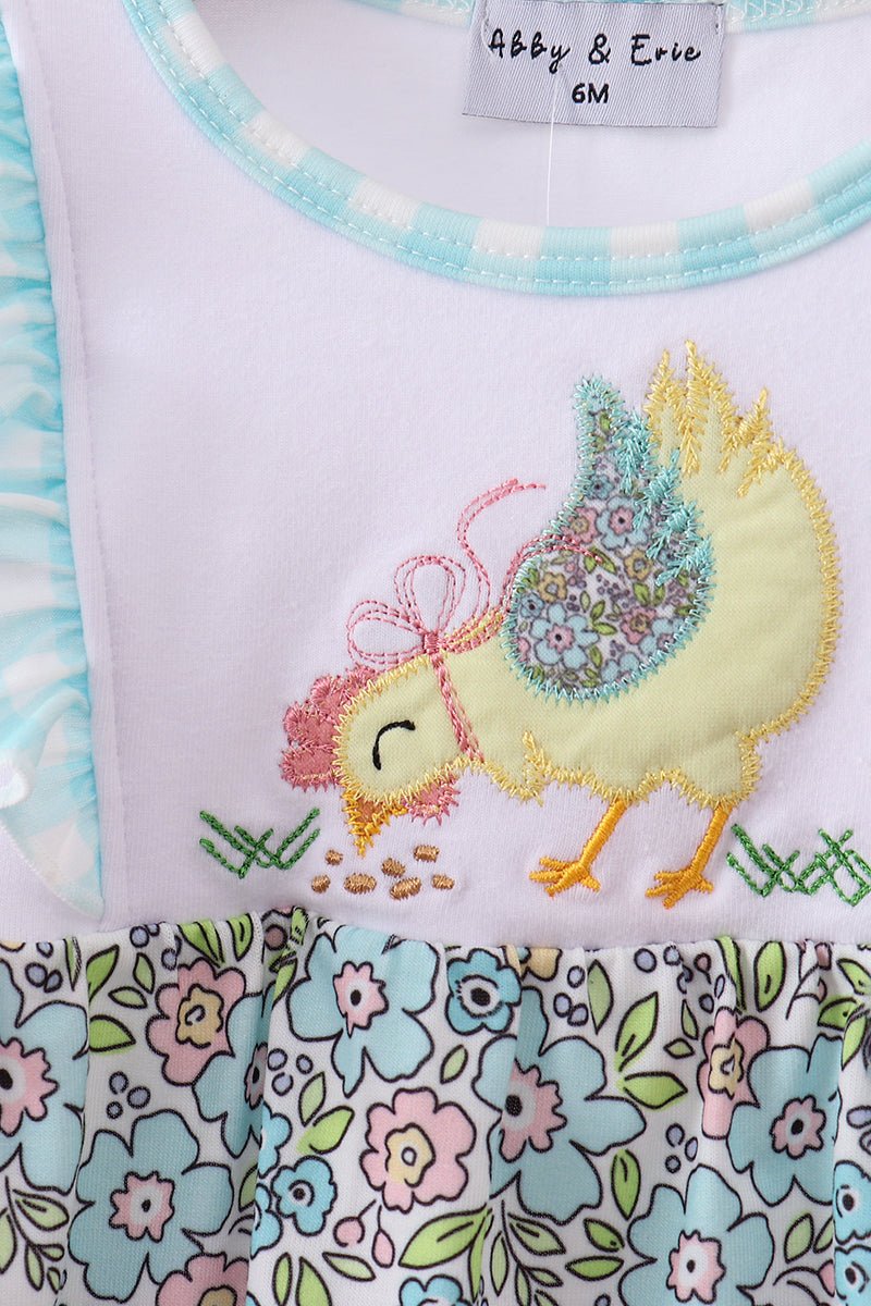 Mint Chicken Applique Ruffle Bubble - Abbies Place