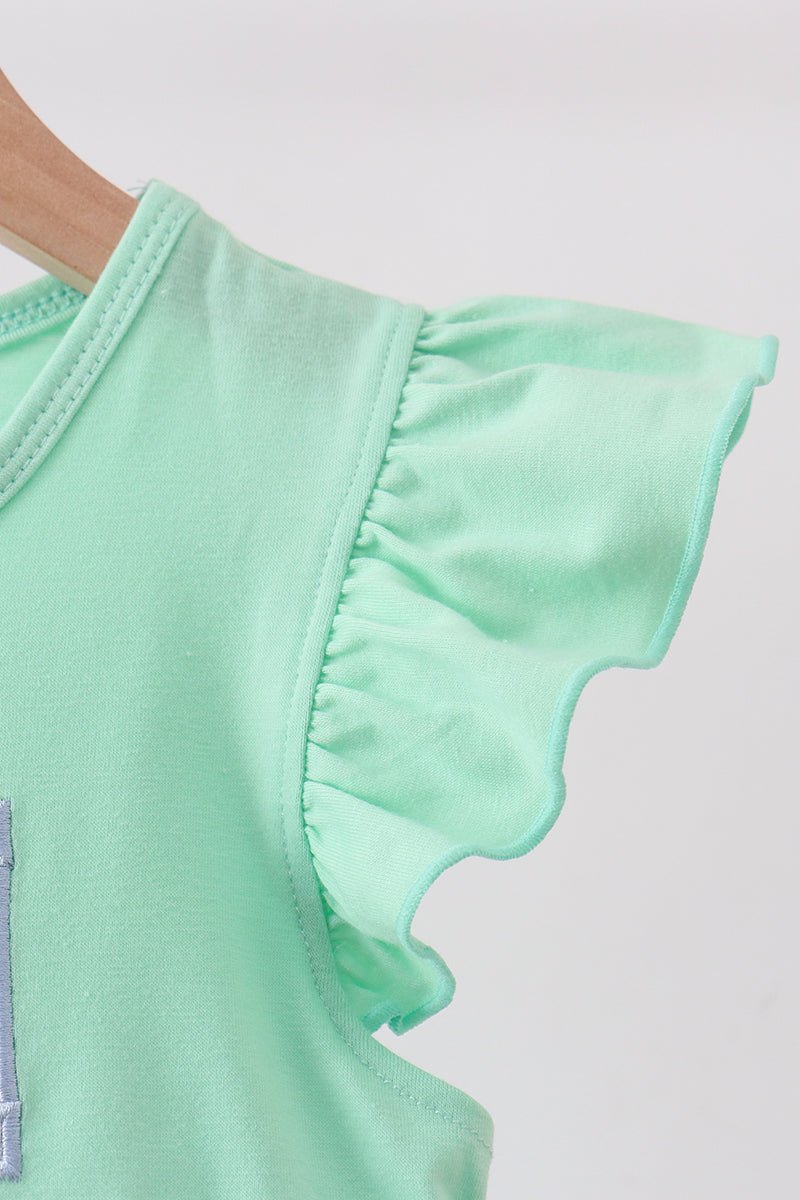 Mint Crayon Applique Dot Dress - Abbies Place