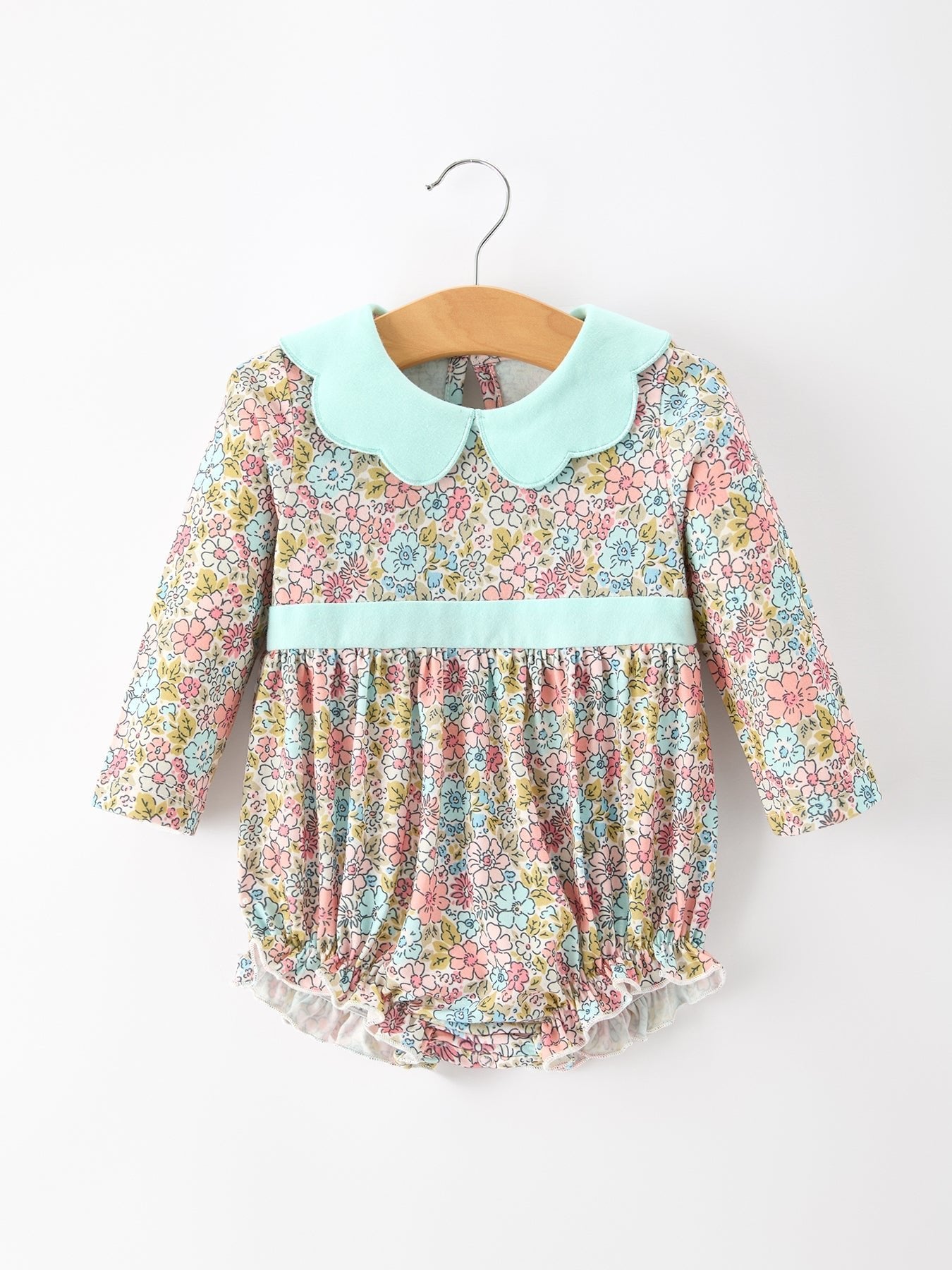 Mint Floral Baby Bubble Petals Collar - Abbies Place